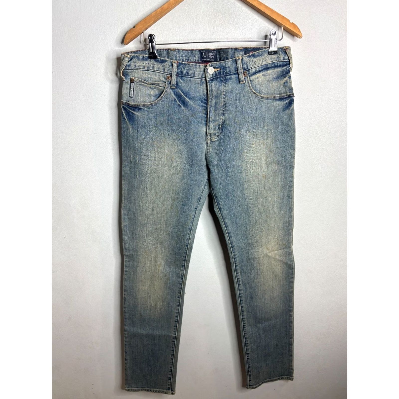 Vintage VINTAGE Armani Jeans Jeans Mens Blue Regular Straight Stretch Denim Trousers W31 L34 4197 Size US 31 - 4 Thumbnail