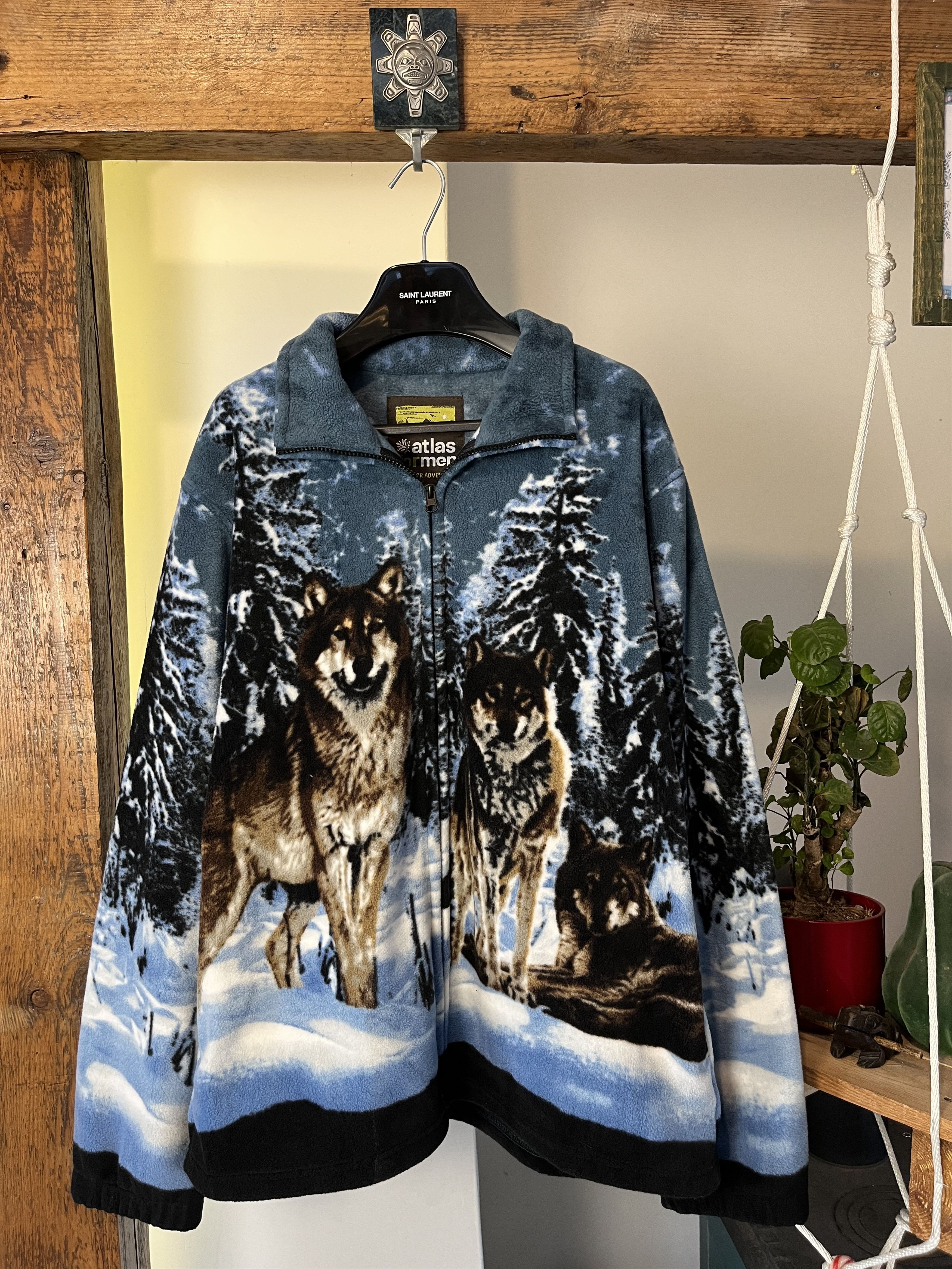 Vintage 90s Wolf Fleece Synchyla Animal Jacket Size US L / EU 52-54 / 3 - 1 Thumbnail