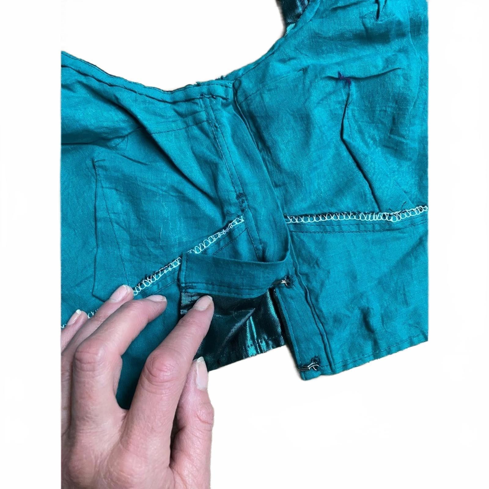 Other Vibrant Teal Shiny Crop Top Handmade in INDIA Size S / US 4 / IT 40 - 6 Thumbnail