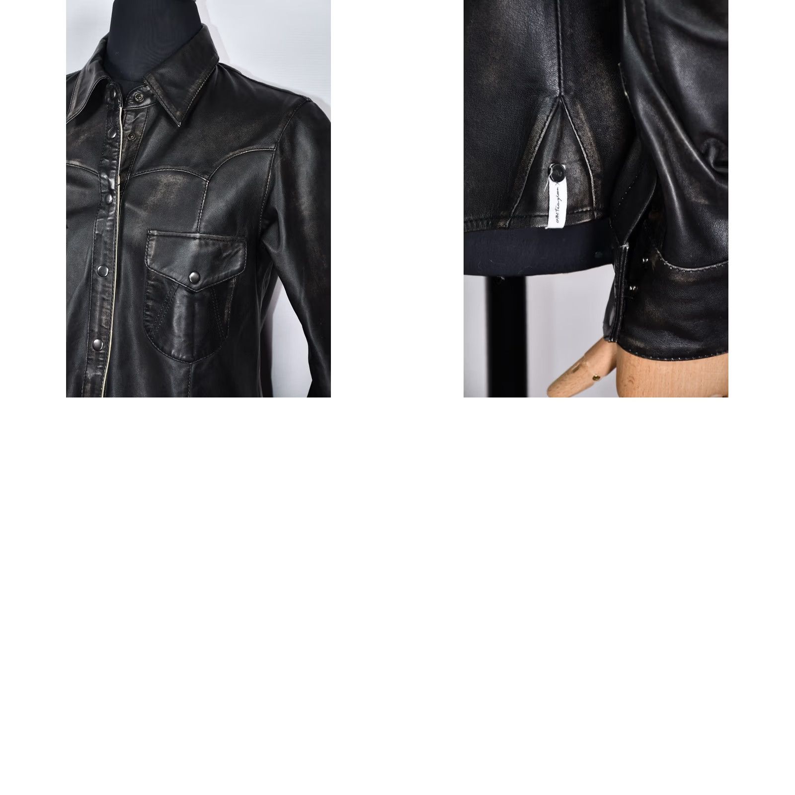 Vintage One Teaspoon Shirt M Black Leather Western Snap Chest 48 cm Length Back 66 cm 25.98 inch Womens Boys Mens Size M / US 6-8 / IT 42-44 - 9 Thumbnail