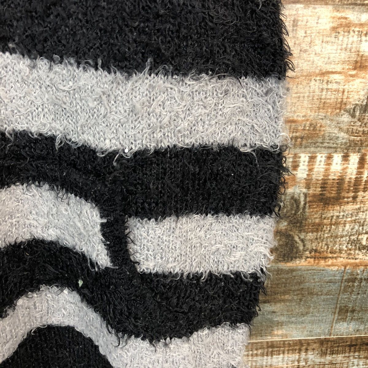 Japanese Brand CSL Stripe Grey fur mohair Black Vest Knitwear #A1609 Size L / US 10 / IT 46 - 11 Thumbnail