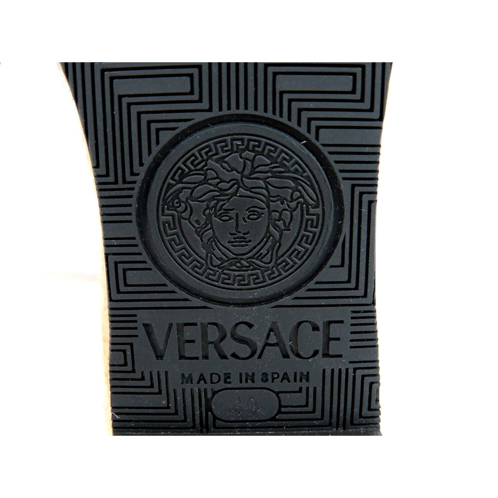 Versace VERSACE BLACK LEATHER GOLD MEDUSA LOGO SANDAL ESPADRILLES 40 Size US 10 / IT 40 - 10 Thumbnail