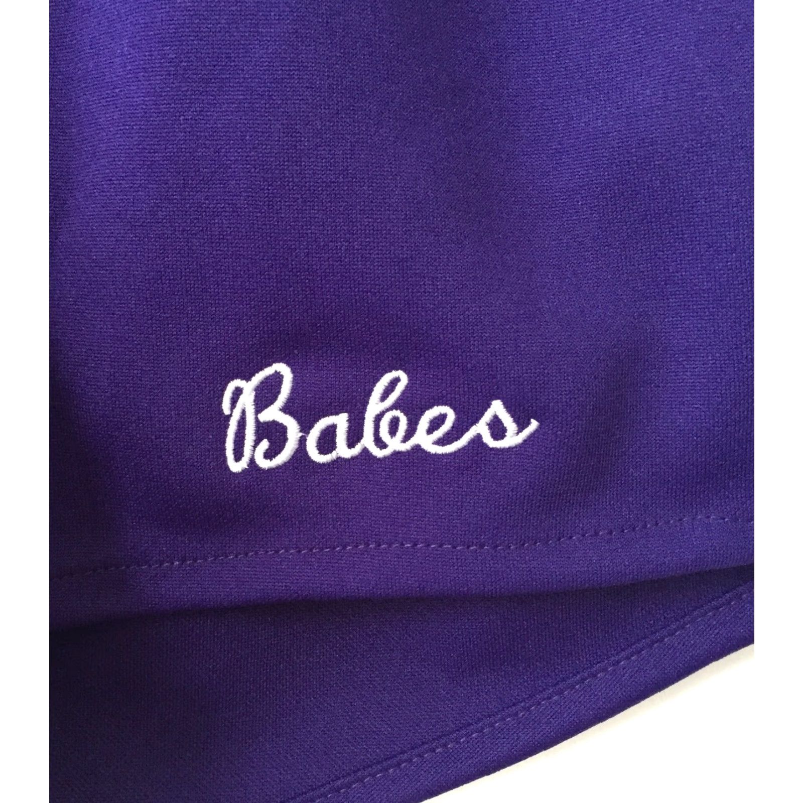 Russell Athletic VINTAGE Russell Athletic Short Unisex Adults NWOT 90s Purple Hot high waisted 3" inseam Babes embroidery, size M Womens? Size 32" / US 10 / IT 46 - 2 Thumbnail