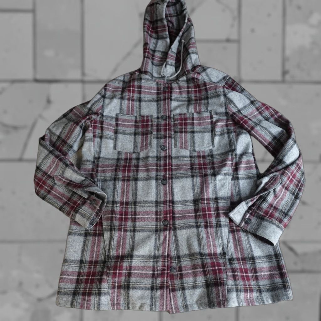 Pendleton Pendleton Womens Jacket Medium Gray Plaid Wool Hooded Button Front Size M / US 6-8 / IT 42-44 - 1 Thumbnail
