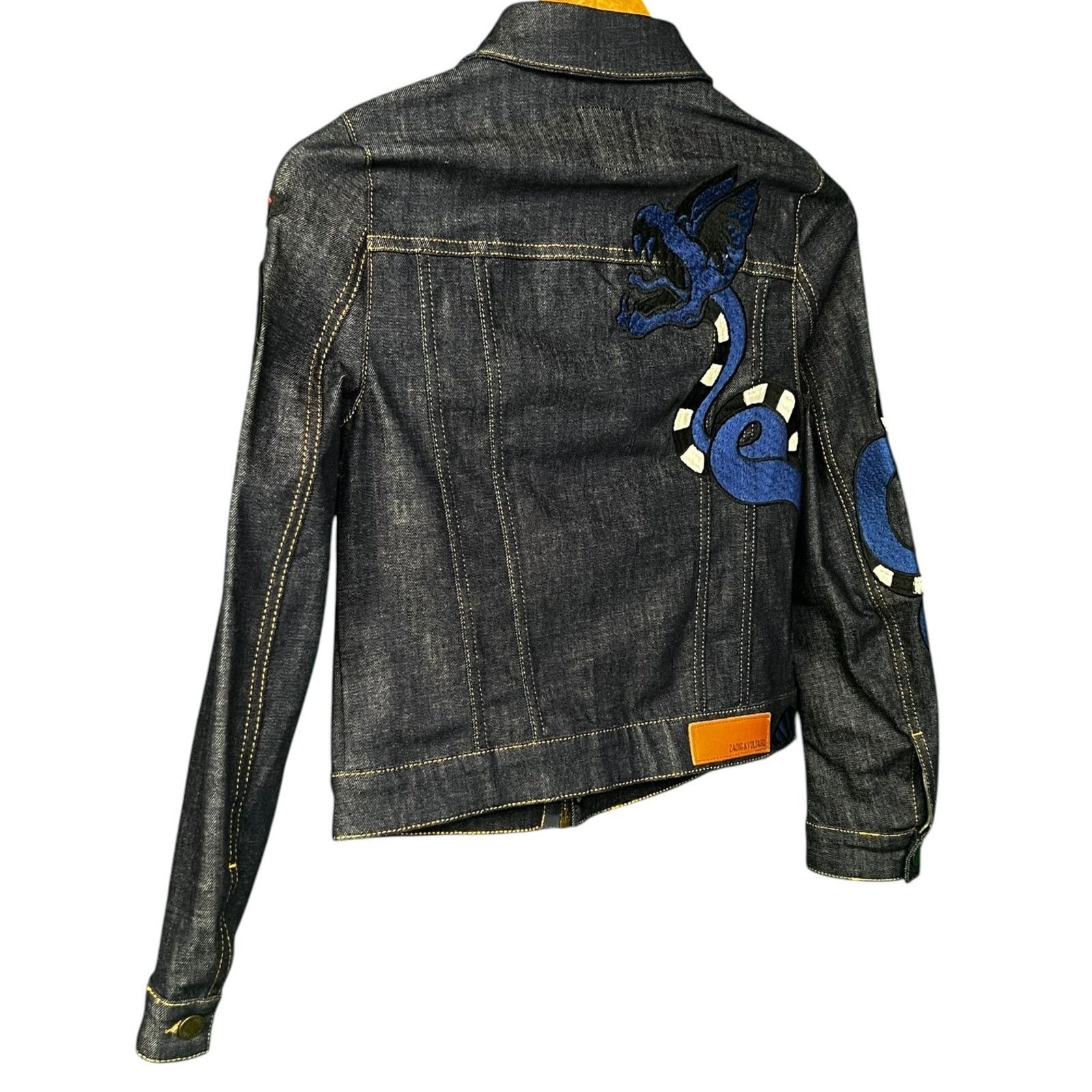 Zadig & Voltaire Zadig & Voltaire Women's XS Heart Snake Patch Denim Jacket Size XS / US 0-2 / IT 36-38 - 2 Thumbnail