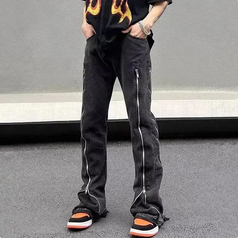 Japanese Brand Bell-bottom jeans with zippers retro hip hop style y2k Size US 30 / EU 46 - 2 Thumbnail