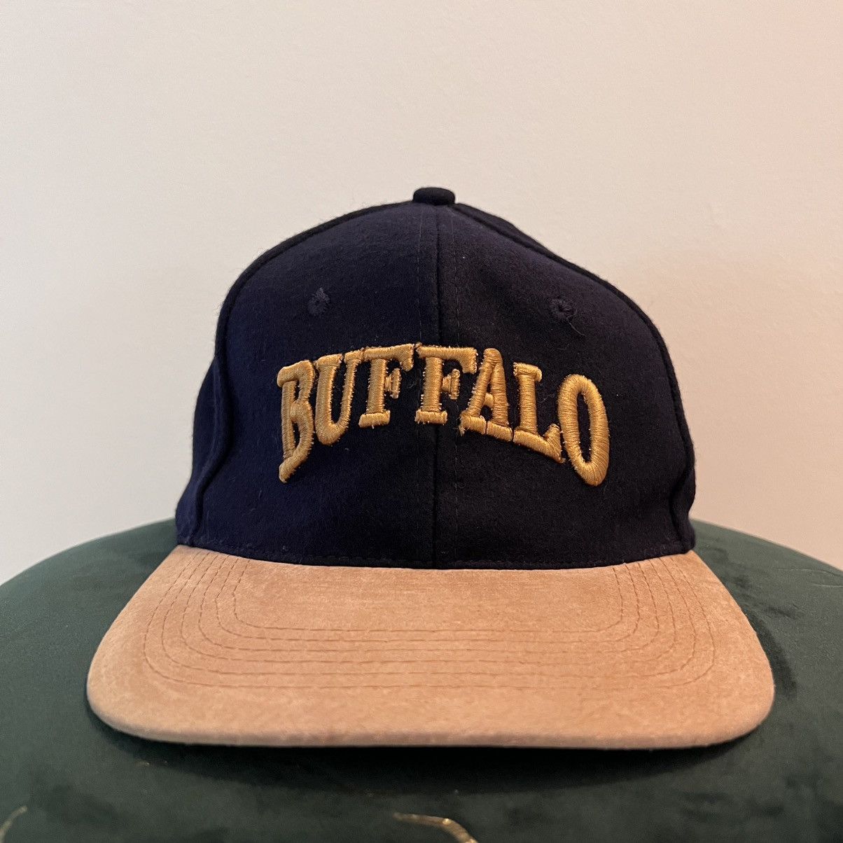 Other Vintage 90s Buffalo NY Hat Black Beige Strapback Size ONE SIZE - 1 Thumbnail