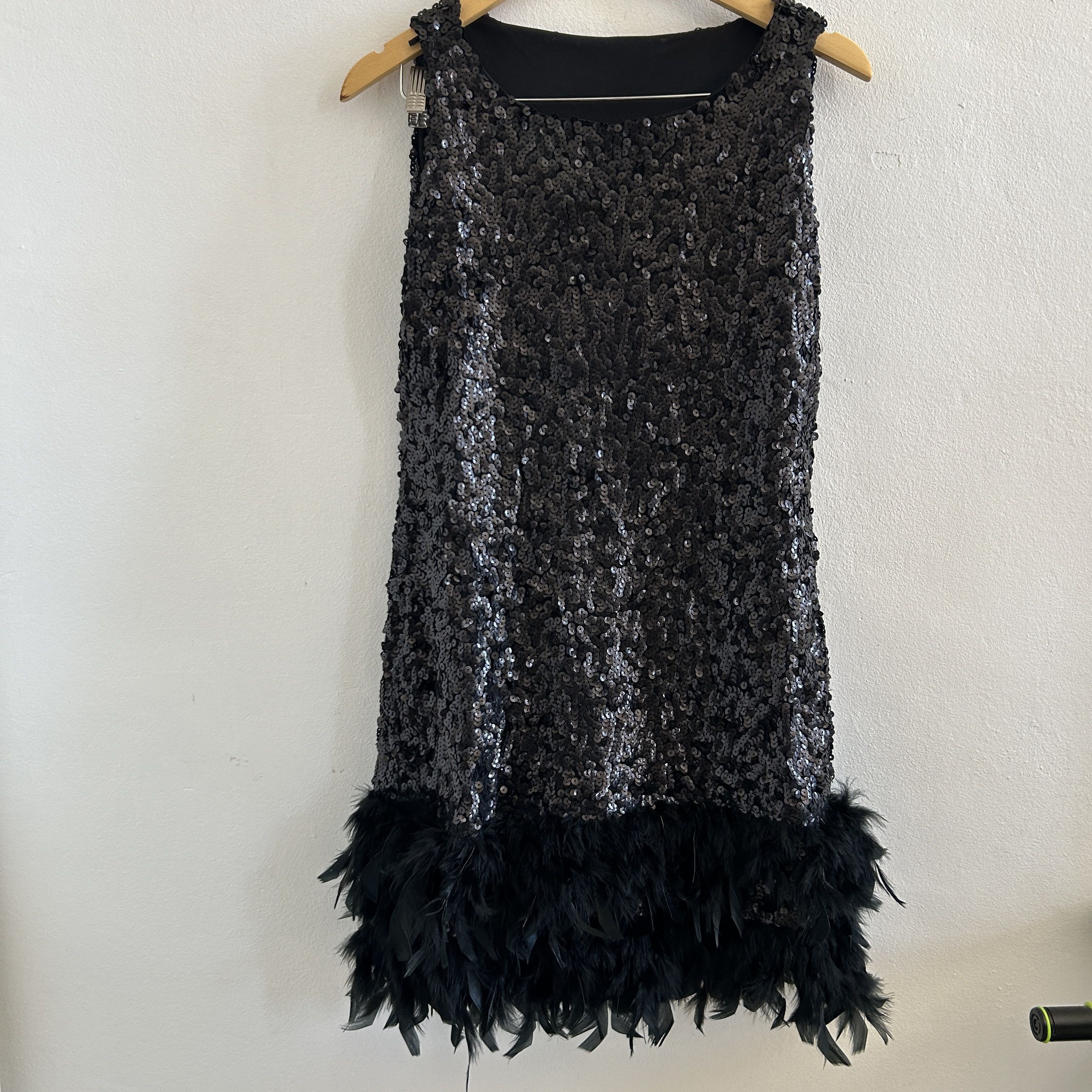 Vintage Vintage Y2K Black Sequin Feather Mini Dress Size M / US 6-8 / IT 42-44 - 10 Thumbnail