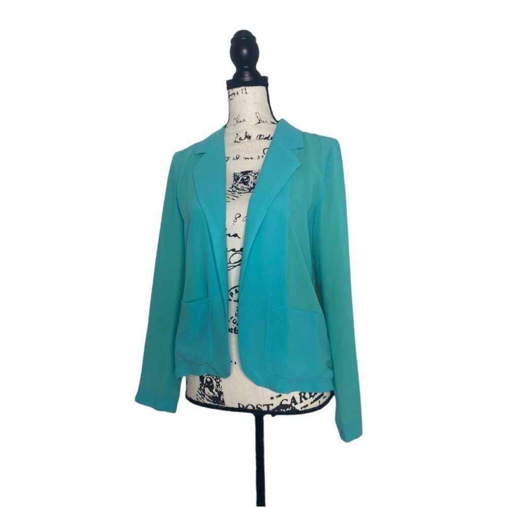 Other Willi Smith Blazer. Gorgeous Aqua Blazer with Lime Green. Me Size M / US 6-8 / IT 42-44 - 3 Thumbnail