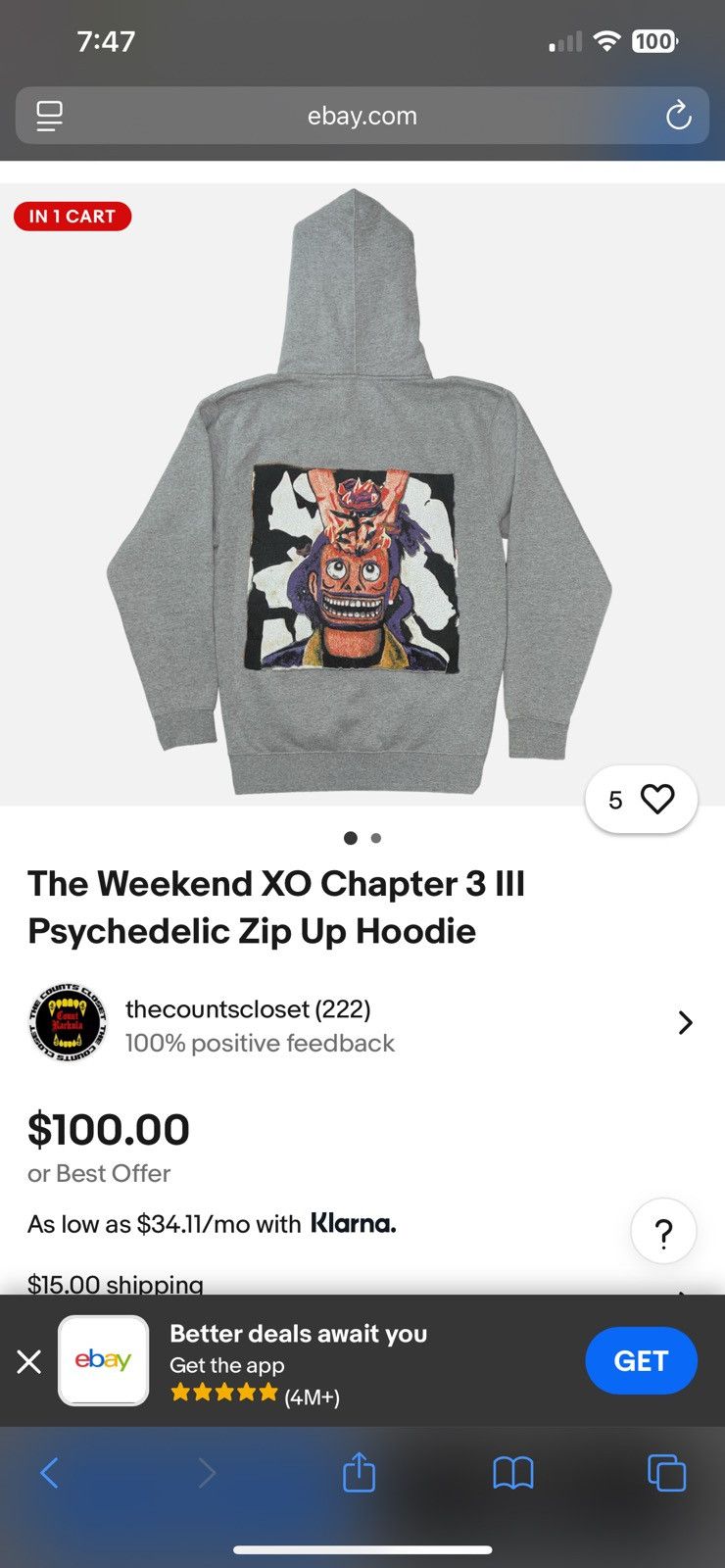 The Weeknd The Weeknd Chapter 3 Psychedelic Zip Up Hoodie Size US S / EU 44-46 / 1 - 4 Thumbnail
