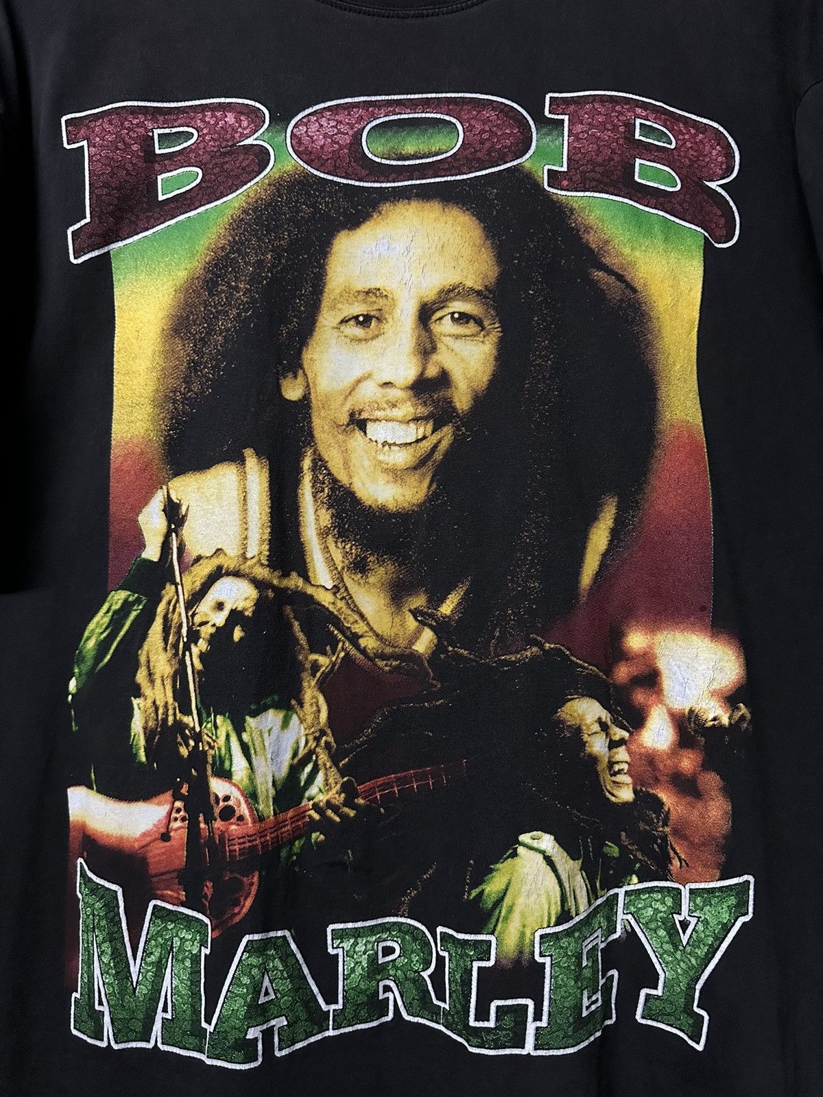 Band Tees Rare Vintage 90s Bob Marley Smile Faded Rap tee Size US XL / EU 56 / 4 - 4 Thumbnail