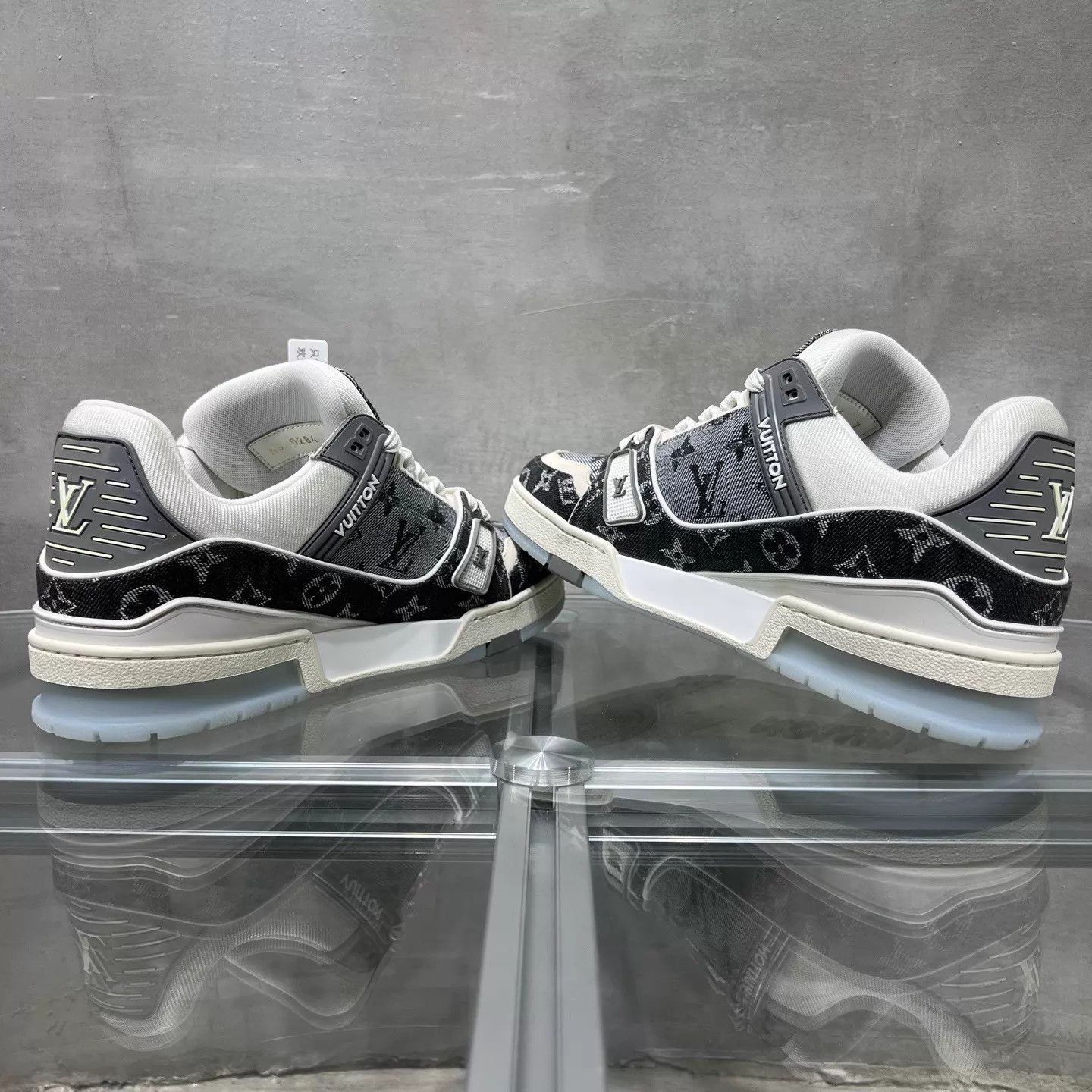 Louis Vuitton LV Trainer AOP Gray White Denim UK7 Size US 8 / EU 41 - 5 Thumbnail