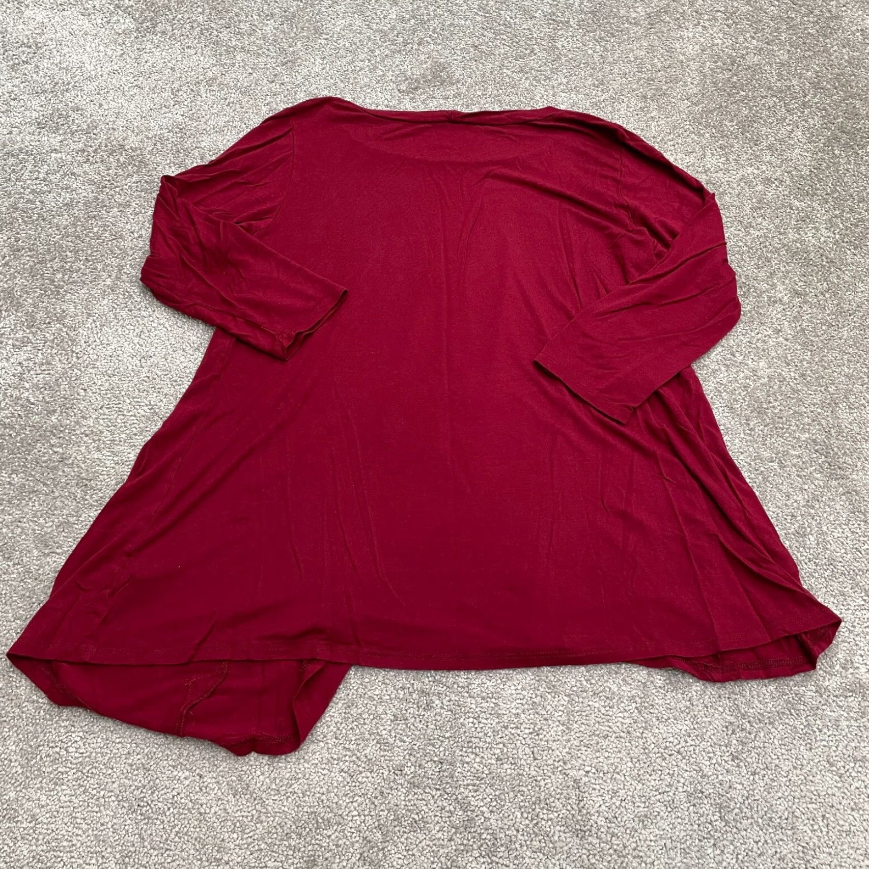 Vintage Emerald Blouse Shirt Womens XL Red Solid Knit Round Neck Long Sleeve Tunic Top Set Size XL / US 12-14 / IT 48-50 - 2 Thumbnail