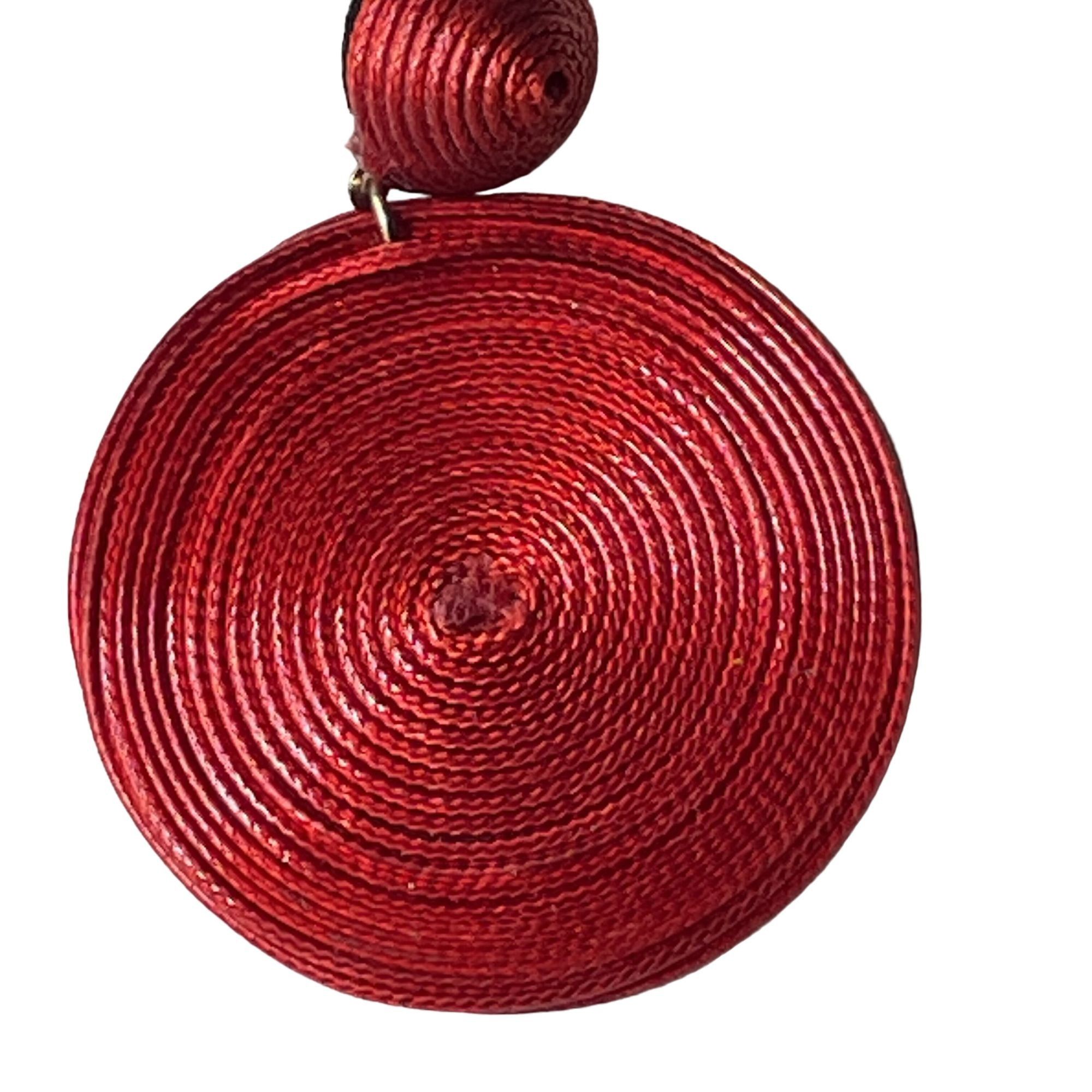 Other Woven Circle Drop Earrings Red Statement Jewelry Women Light Size ONE SIZE - 2 Thumbnail