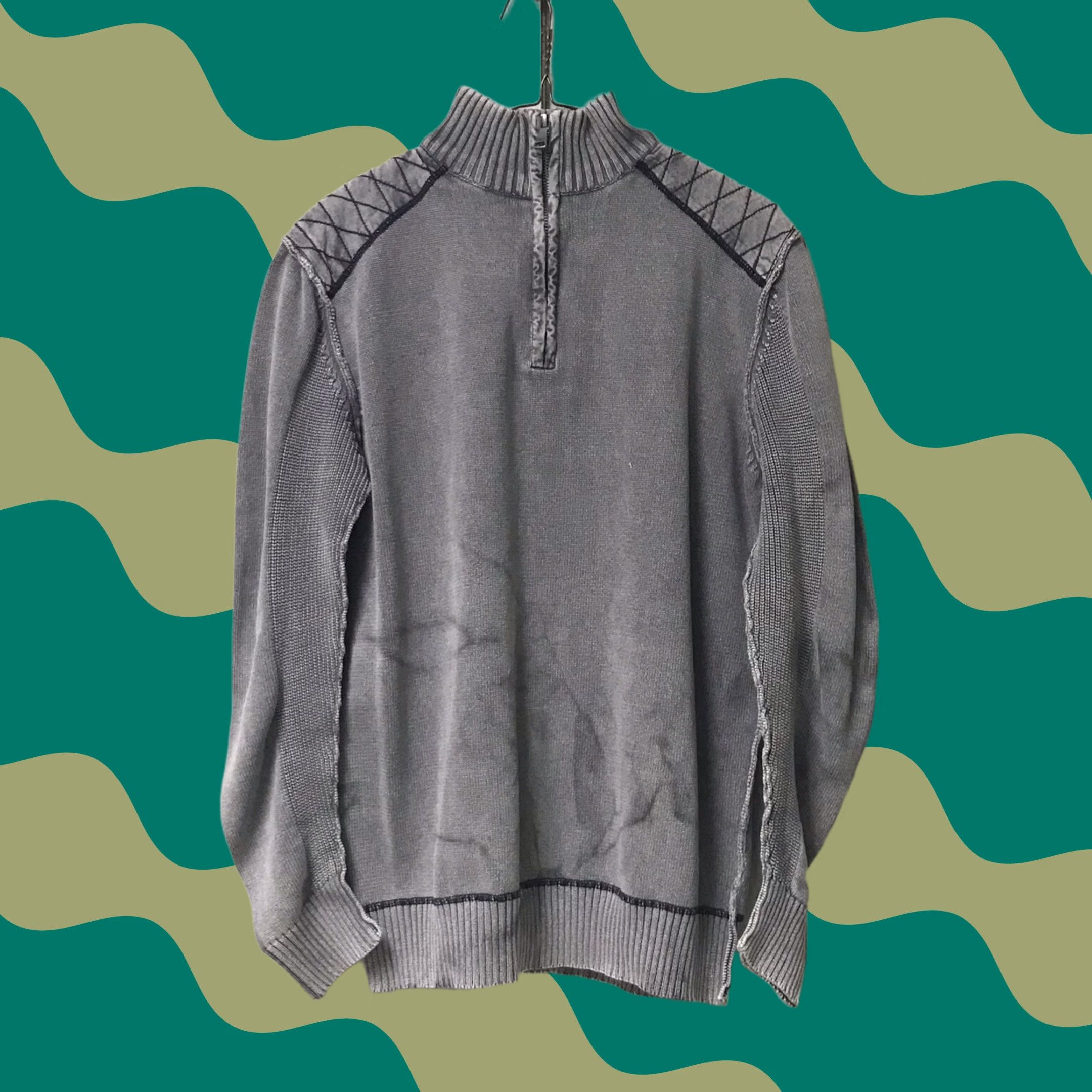 Vintage BKE Buckle Men Raven Gray Washed Athletic Fit Mock Neck 3/4 Zip Sweater L Size US L / EU 52-54 / 3 - 1 Thumbnail