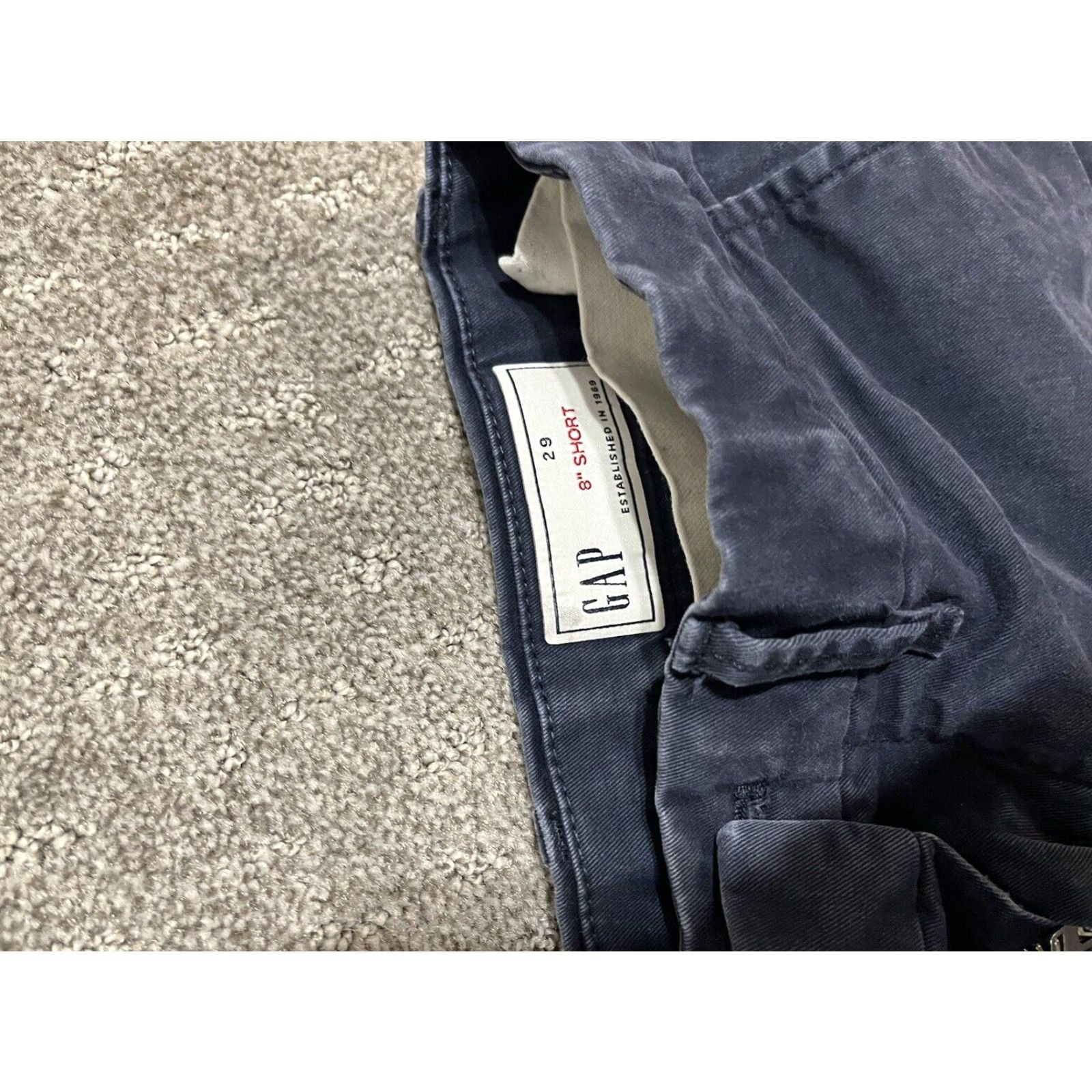 Gap VINTAGE Gap 8 Inch Short Mens 29 Mid Rise Stretch Gapflex Navy Blue Distressed Size US 29 - 3 Thumbnail