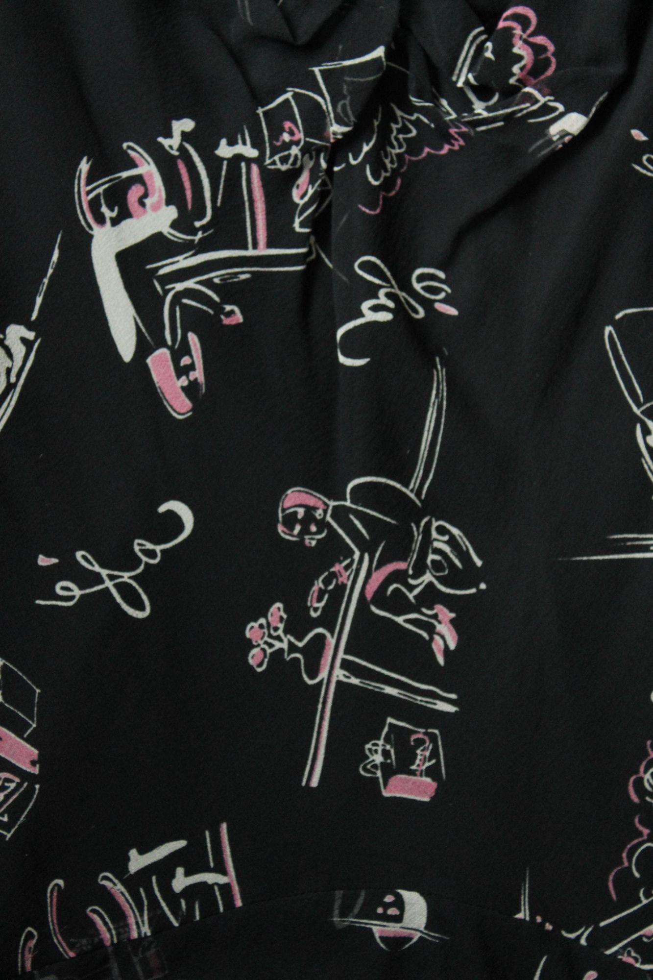 Vintage Vintage 1990s Dress, Ice Black Silk Cafe Print Frock, Does 1 Size M / US 6-8 / IT 42-44 - 10 Thumbnail