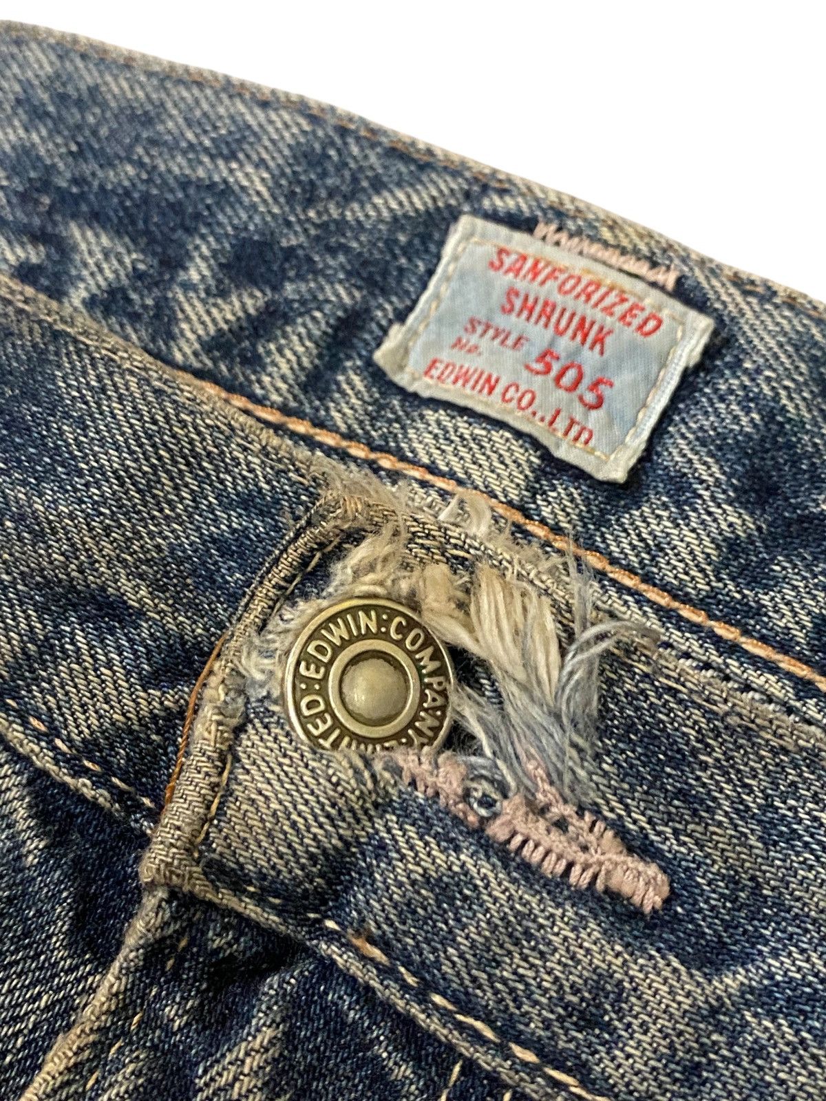Edwin 00s EDWIN SELVEDGE Miss 505 Blue Rust Distressed Denim Jeans Size US 32 / EU 48 - 7 Thumbnail