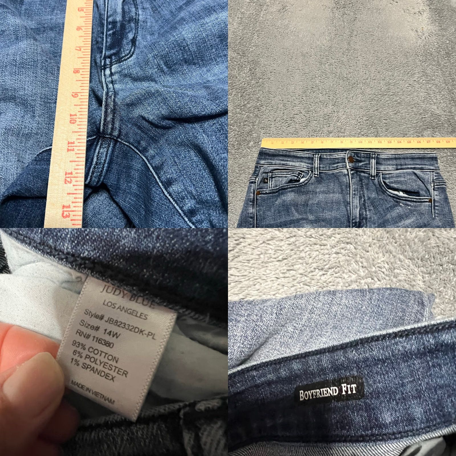 Vintage Judy Blue Jeans Womens 14W Boyfriend Distressed Stretch High Rise Blue 35x29 Girls Womens? Size 36" / US 14 / IT 50 - 8 Thumbnail