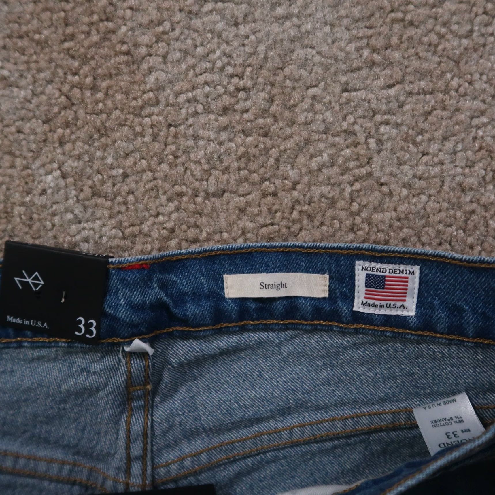 Denime VINTAGE No End Denim Jeans Mens Straight leg 33x32 Blue USA 5-Pocket Design Denim Slim 33 Womens? Size US 33 - 3 Thumbnail