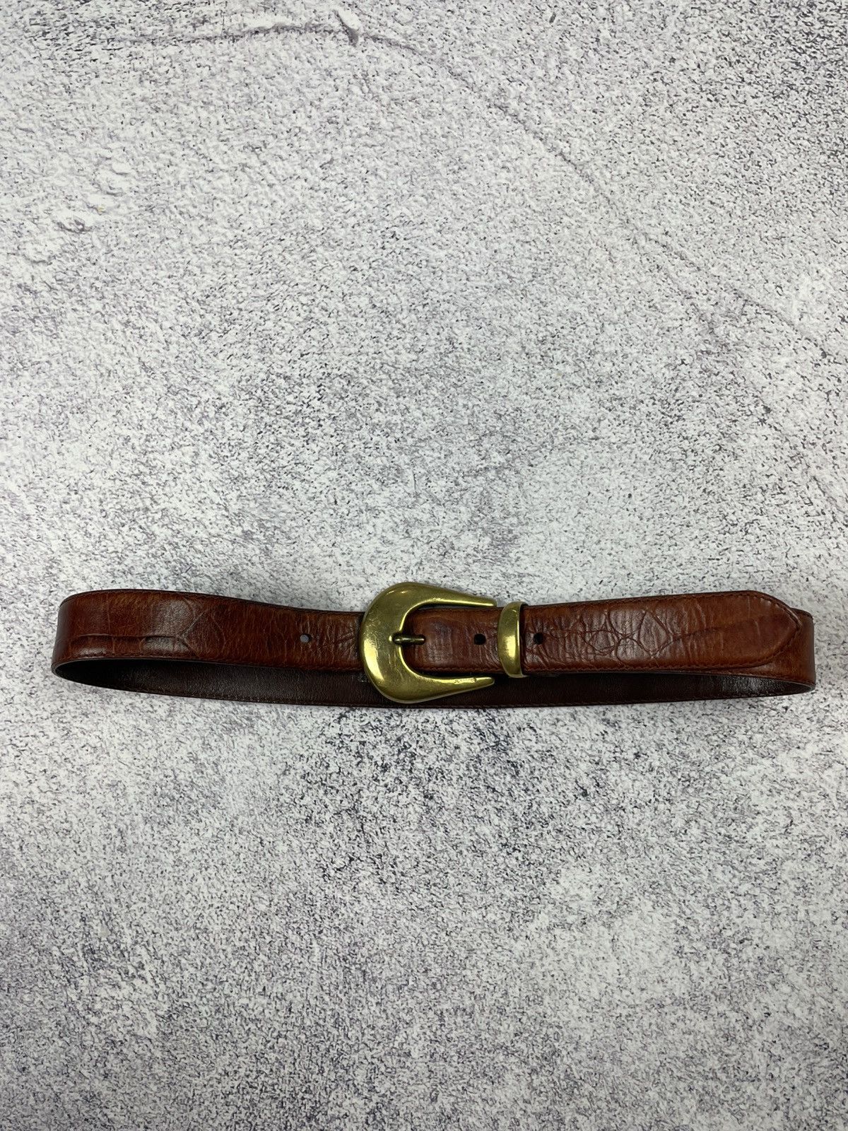 Jil Sander × Vintage Jil Sandre Leather Belt in Brown and Gold Buckle Size ONE SIZE - 4 Thumbnail