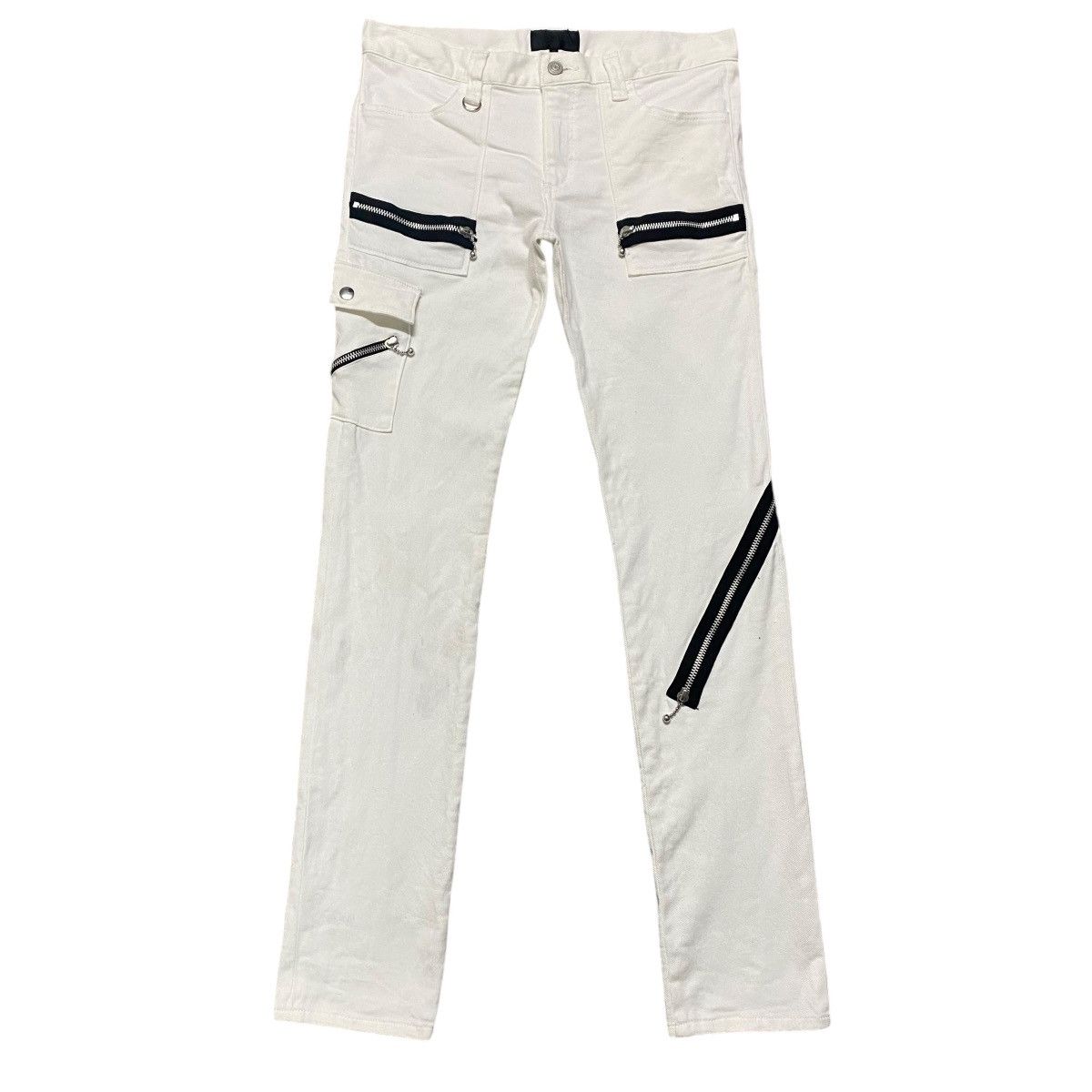 Mari's Rock Anarchy 666 White Denim Zipper Bondage Pants Undercover Size US 32 / EU 48 - 2 Thumbnail