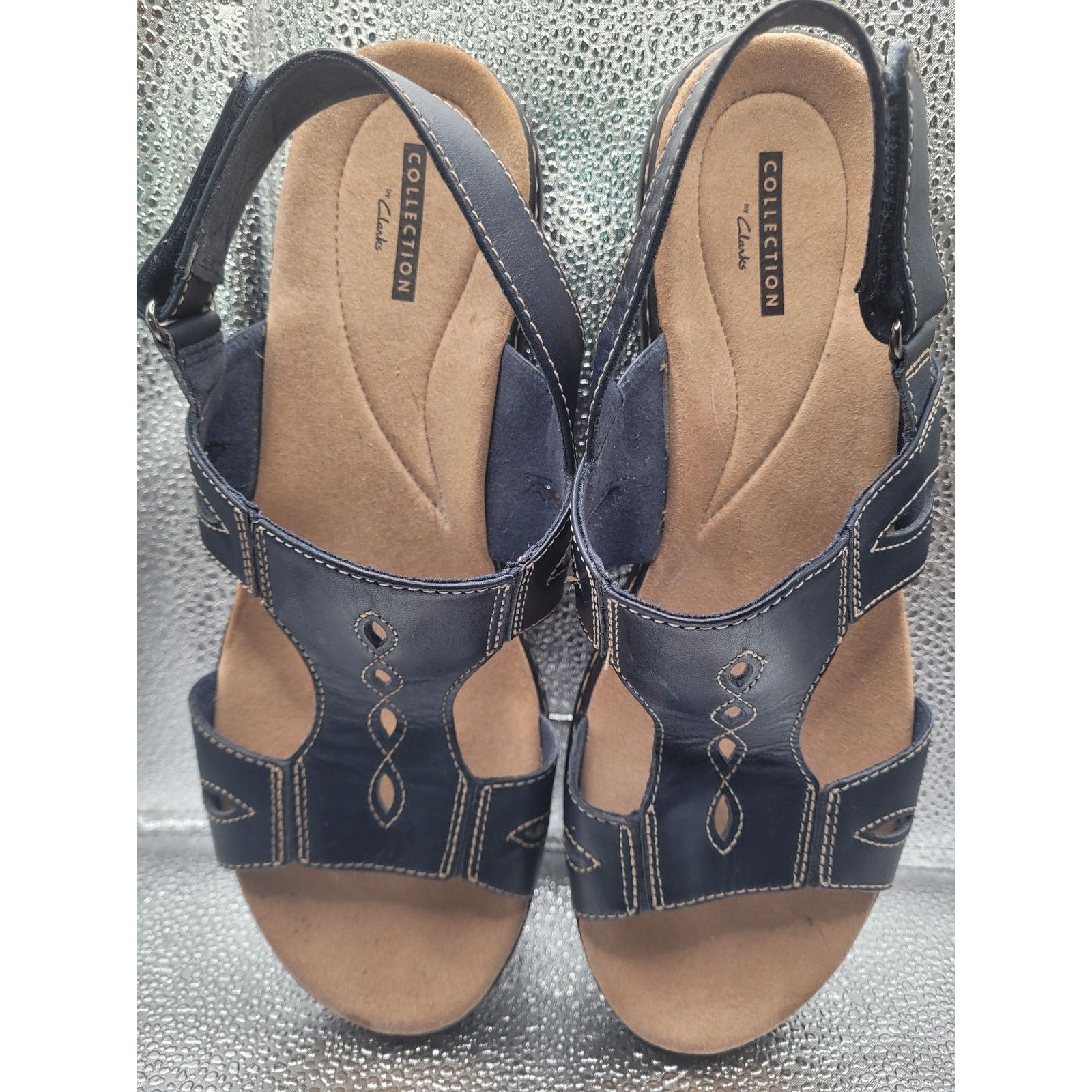 Clarks Clarks Women Navy Sandals Adjustable Velcro Strap Sz 9.5 Size US 9.5 / IT 39.5 - 2 Thumbnail