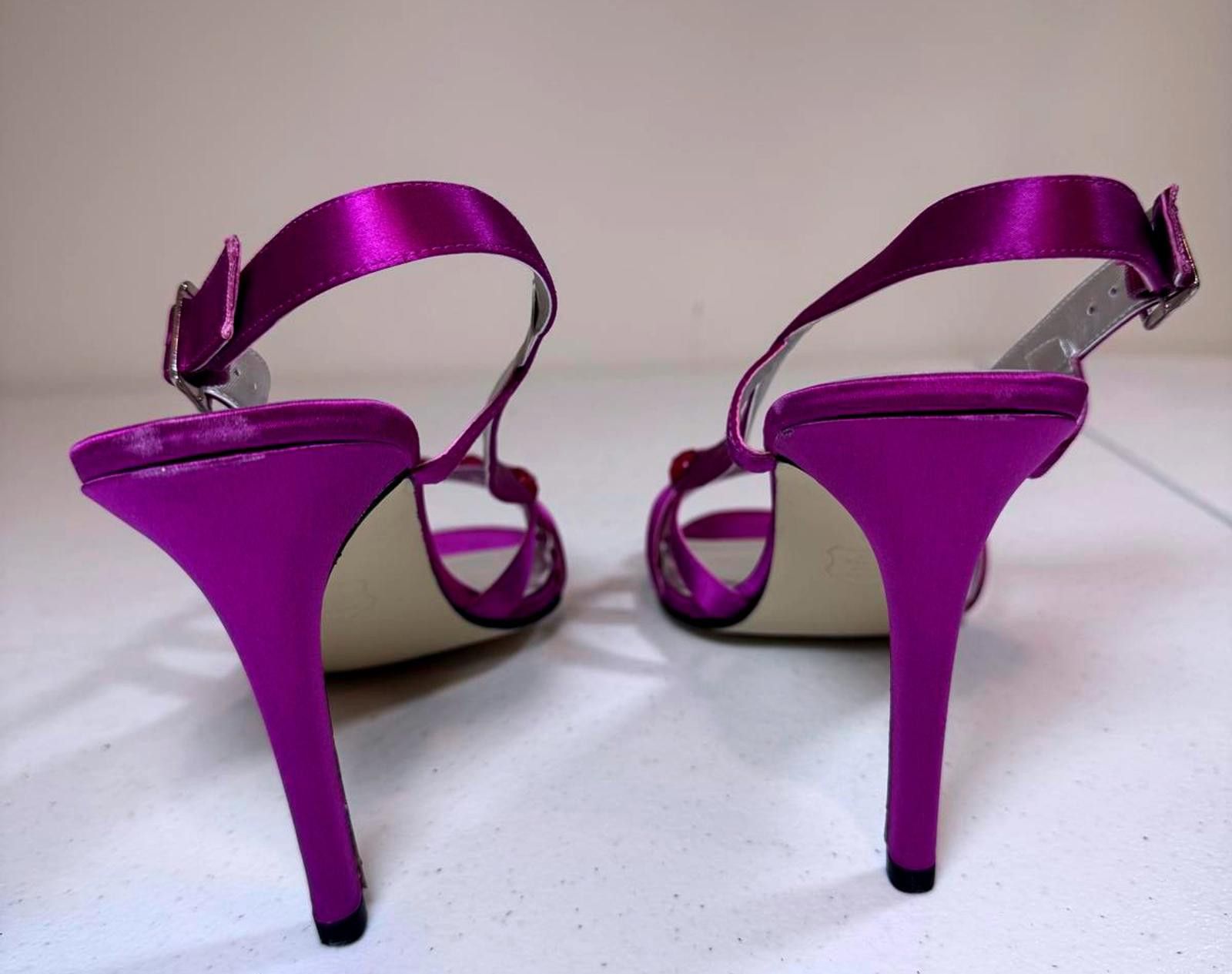 Designer Caparros Purple Satin Heels with Gems Size US 10 / IT 40 - 3 Thumbnail