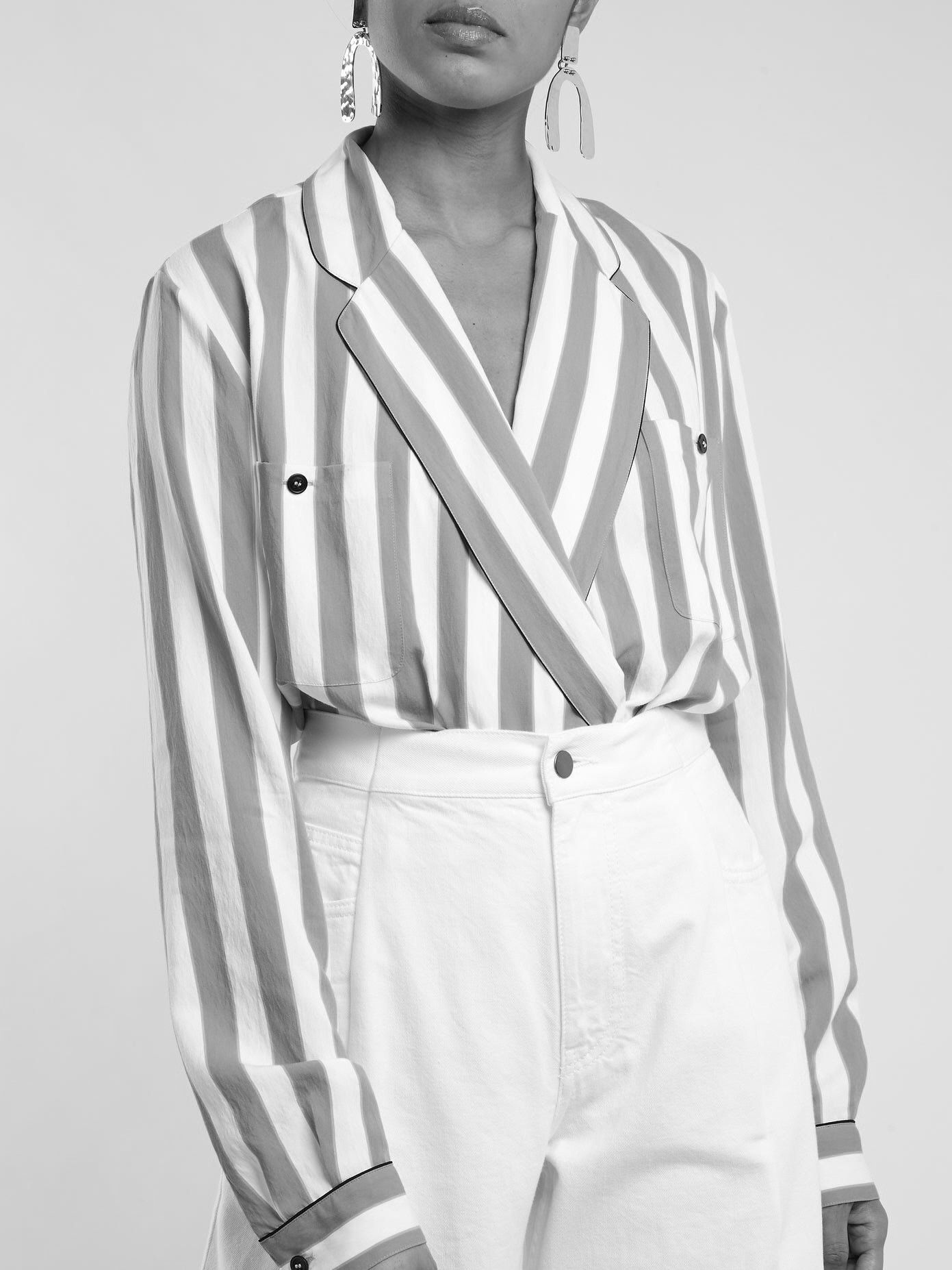 Maison Margiela MAISON MARGIELA Patch-pocket striped crossover jacket Size XS / US 0-2 / IT 36-38 - 9 Thumbnail