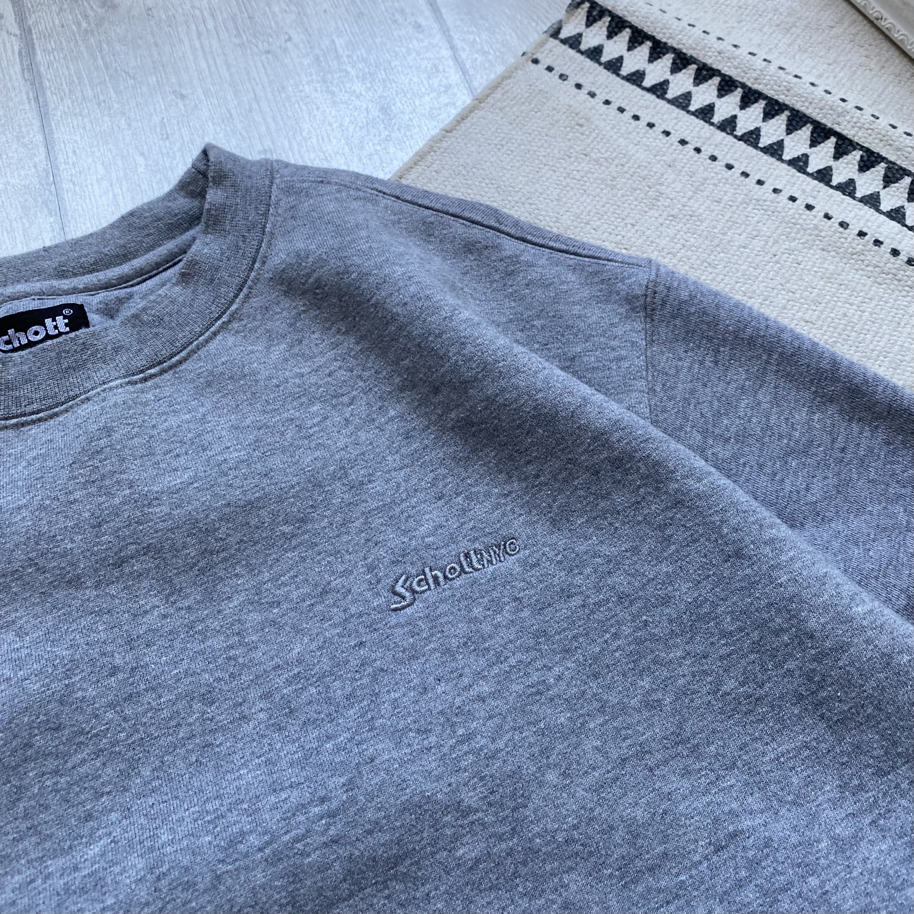 Schott Vintage 90s Schoot NYC Heavy Sweatshirt Blank Size US XL / EU 56 / 4 - 4 Thumbnail