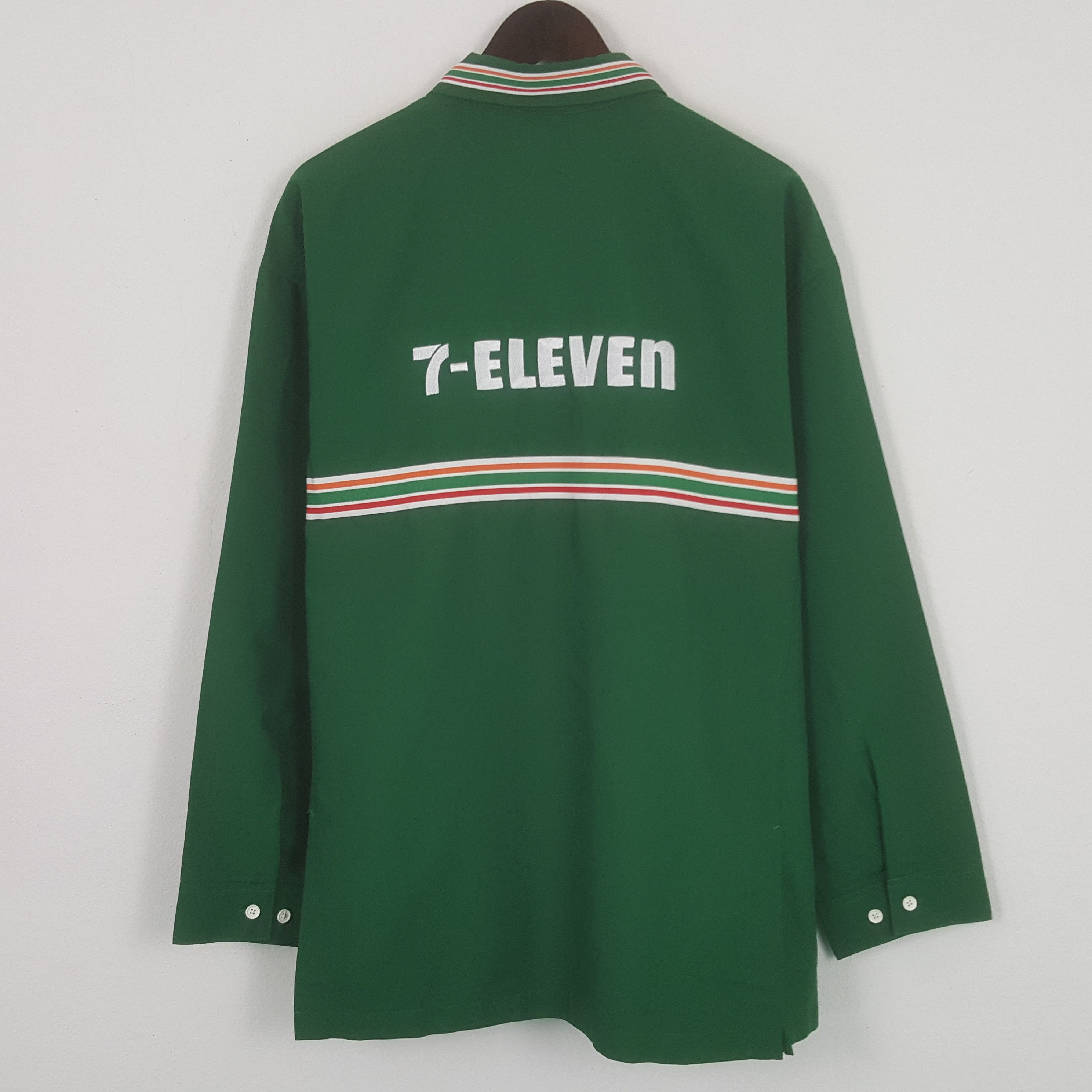 image of Vintage 7 Eleven Embroidery Logo Uniform Jacket in Green, Men's (Size 2XL)