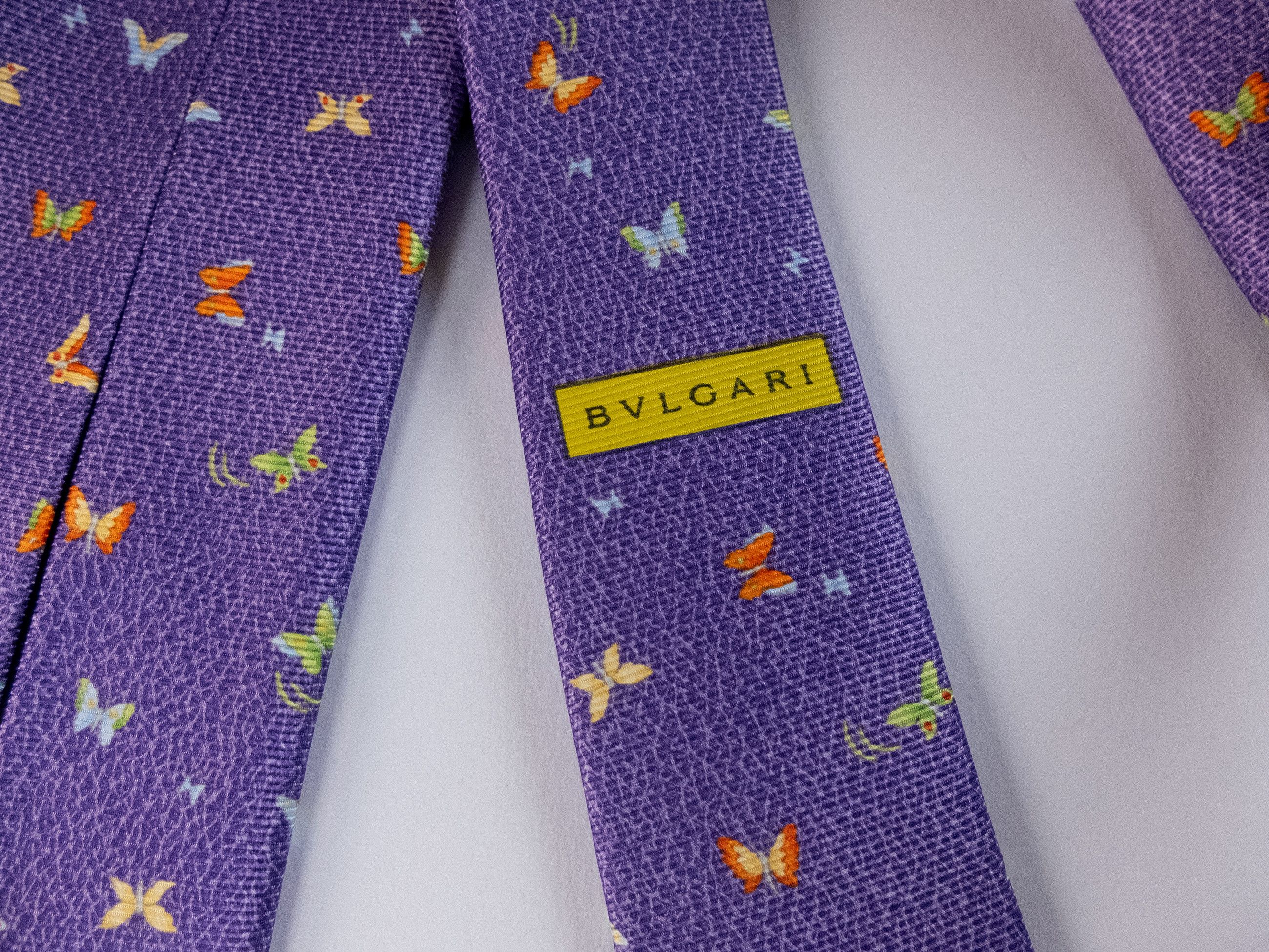 Bvlgari BULGARI hand made lilac butterfly print silk tie Bvlgari q Size ONE SIZE - 3 Thumbnail