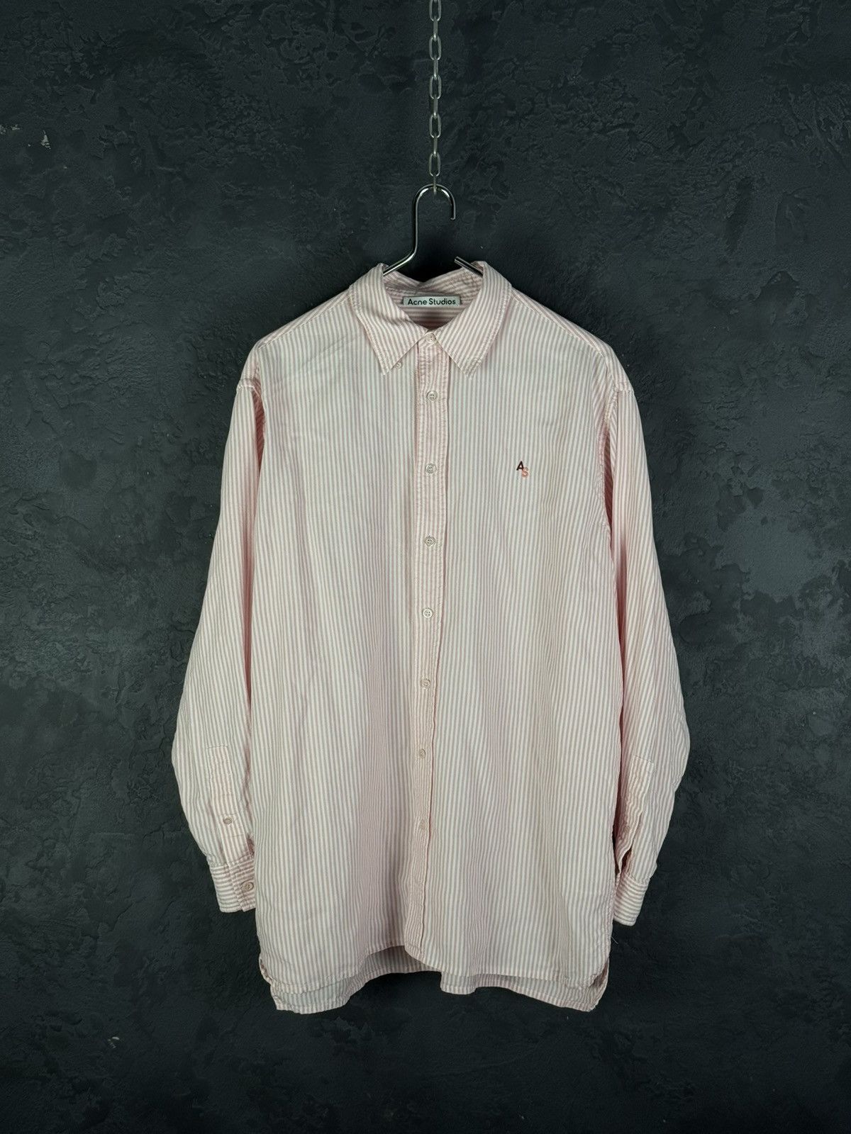 Acne Studios Acne Studios Oversized Logo Striped Lyocell Shirt Size US S / EU 44-46 / 1 - 4 Thumbnail