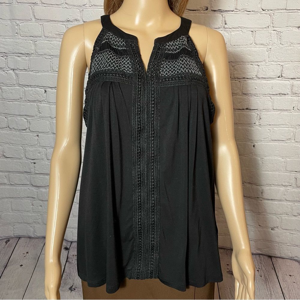 Other NWT New Cable & Gauge Sleeveless Embroidered Black Viscose Size XL / US 12-14 / IT 48-50 - 4 Thumbnail