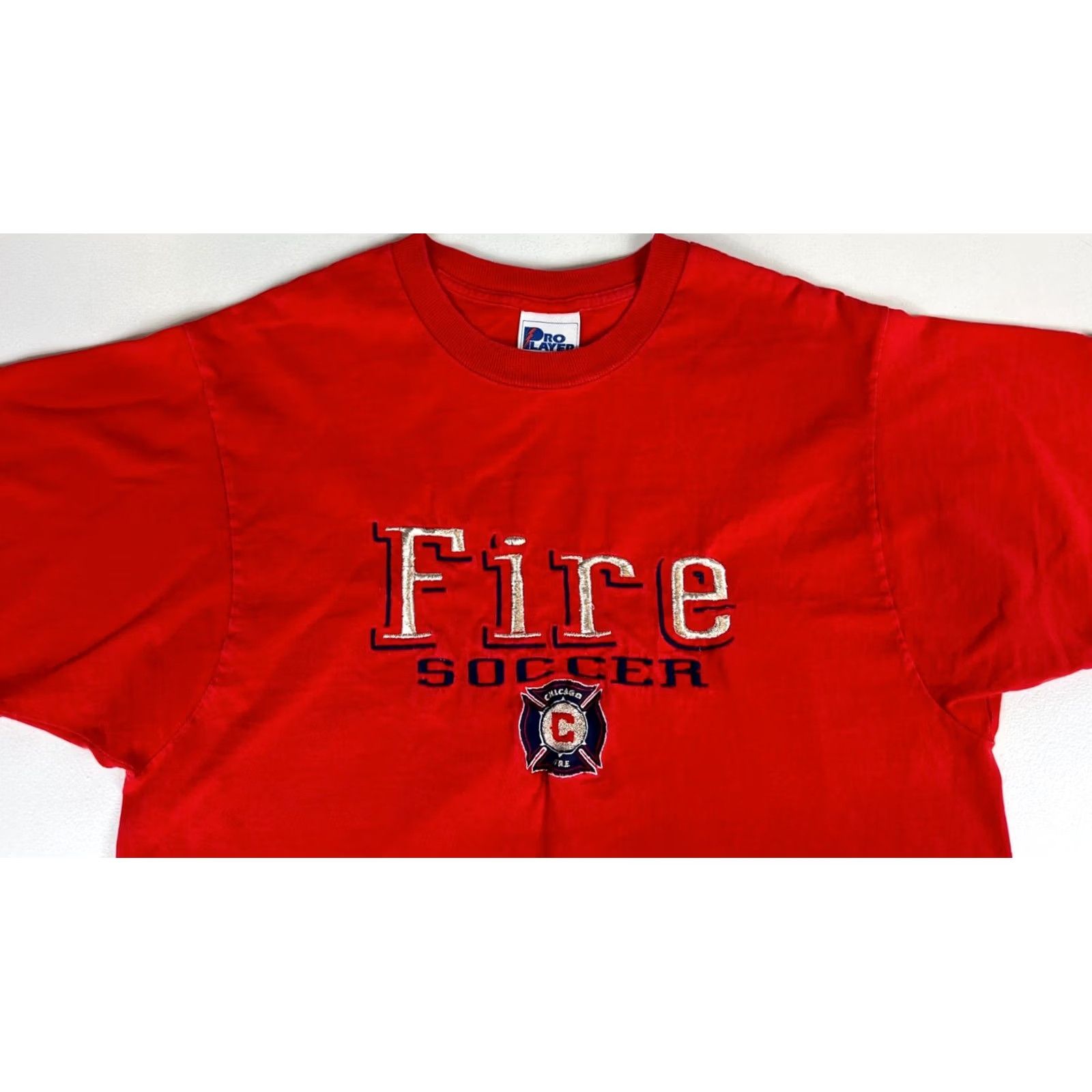 Pro Player VINTAGE Pro Player Chicago Fire Soccer T-Shirt Mens Size M Red Embroidered USA Made in USA 1990s Sports Shirt Size US M / EU 48-50 / 2 - 3 Thumbnail