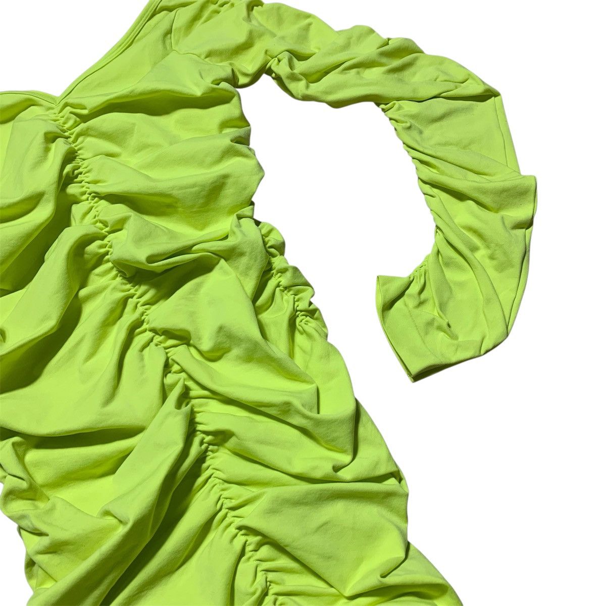 Helmut Lang Helmut Lang Ruched Midi Dress Acid Lime Size S / US 4 / IT 40 - 7 Thumbnail