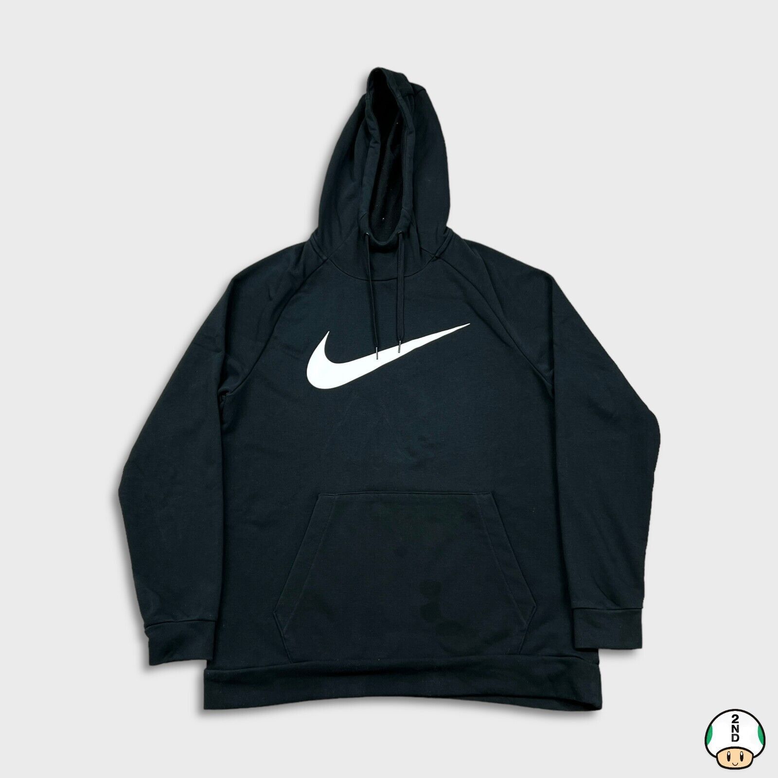 Nike × Vintage Nike Sportswear Hoodie Medium Black Big Center Swoosh Hooded Size US S / EU 44-46 / 1 - 1 Thumbnail