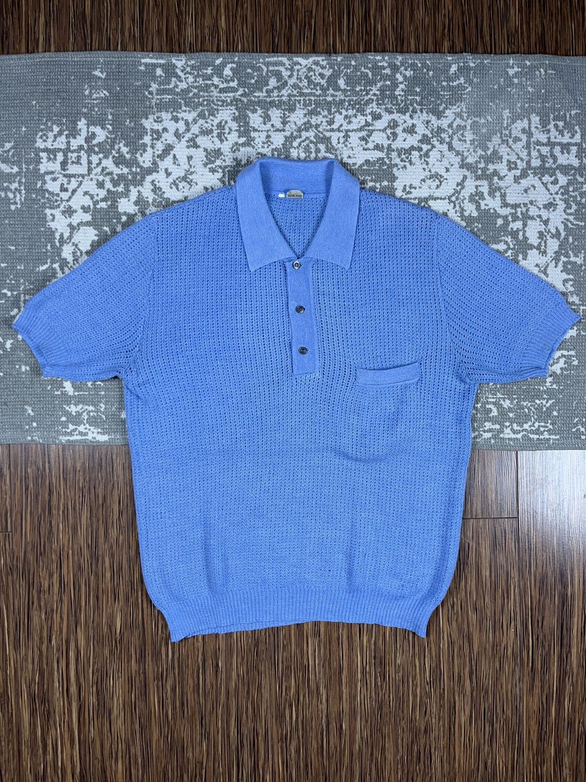 Designer ➕ vintage knit light blue mesh polo shirt old money style Size US M / EU 48-50 / 2 - 1 Thumbnail