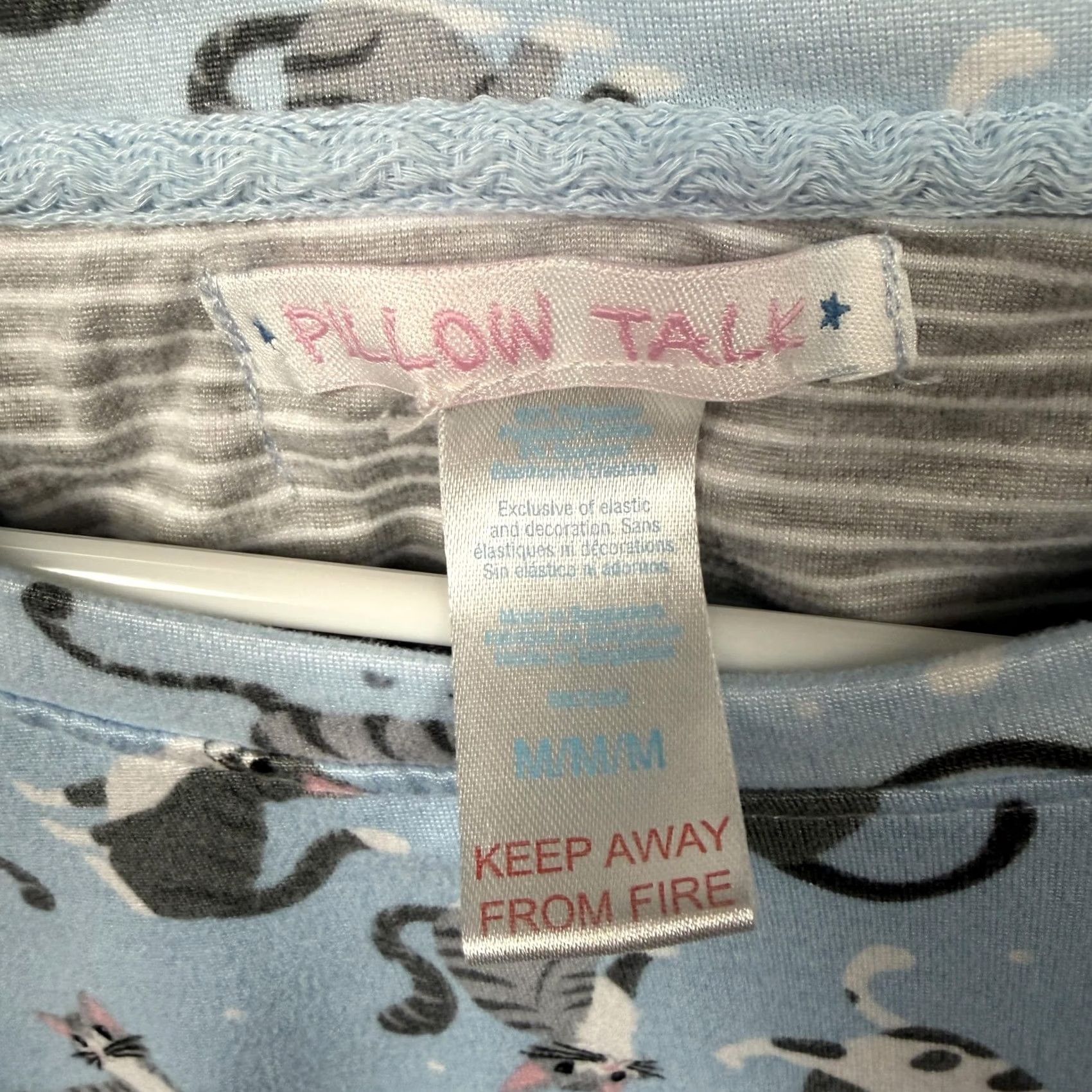 Vintage Pillow Talk Womens M Blue Pajama Set Cat Print Kawaii Cozy Loungewear Sleepwear Size ONE SIZE - 6 Thumbnail