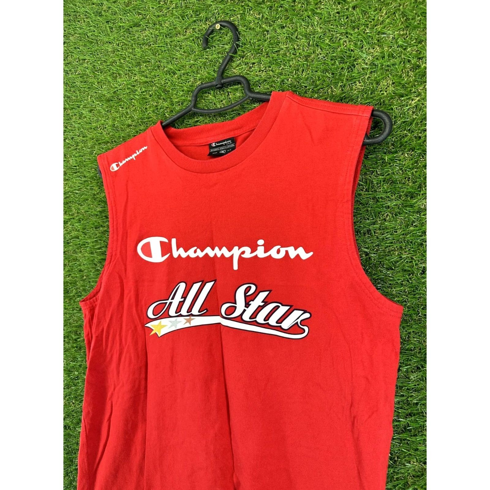Champion Champion All Star Mens Tank Top T-Shirt Sleeveless Tee Jersey Trikot Size M Red Cotton Logo 100% Charted Regular Shirt Mens All Stars 90s Theme Size US M / EU 48-50 / 2 - 2 Thumbnail