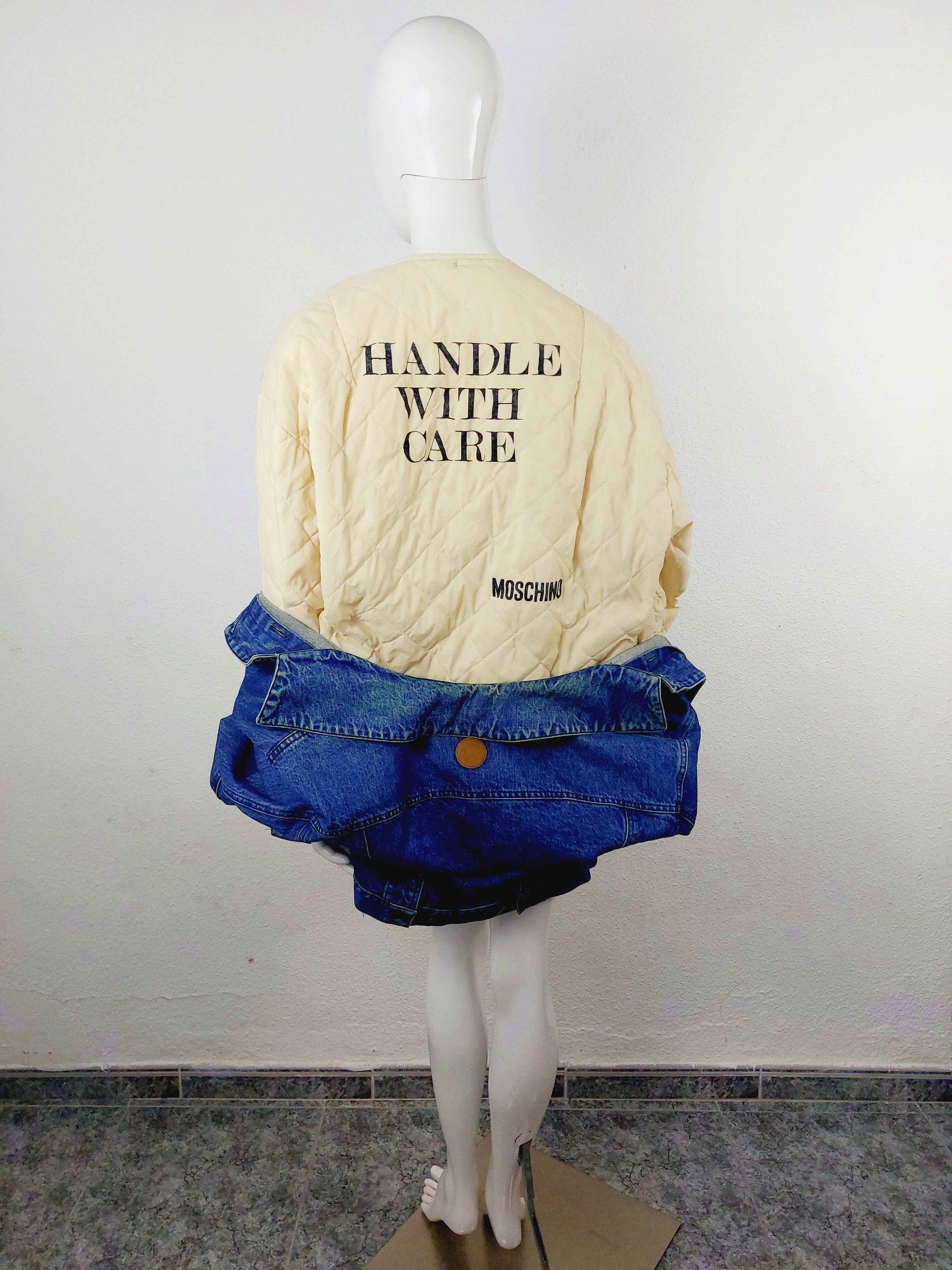 Moschino Moschino Jeans Handle With Care Denim Liner Jacket Size US M / EU 48-50 / 2 - 2 Thumbnail