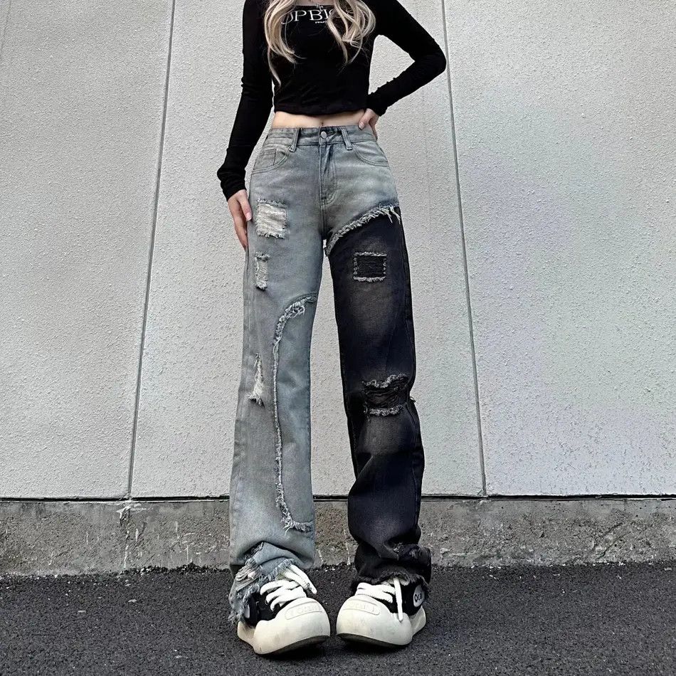 Japanese Brand Retro loose ripped patchwork jeans Size US 32 / EU 48 - 6 Thumbnail