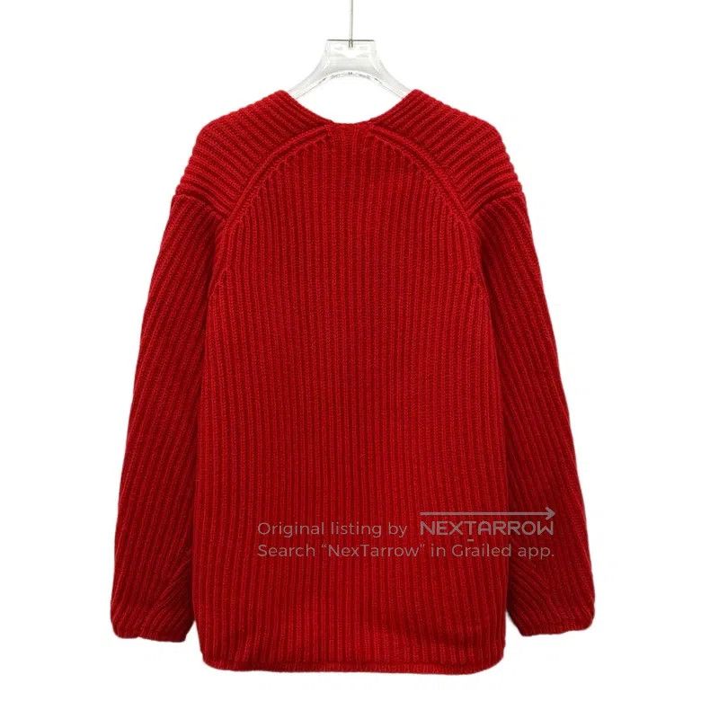 Acne Studios Acne Studios Red Wool V-Neck Long Sleeve Knit Sweater Size S / US 4 / IT 40 - 2 Thumbnail