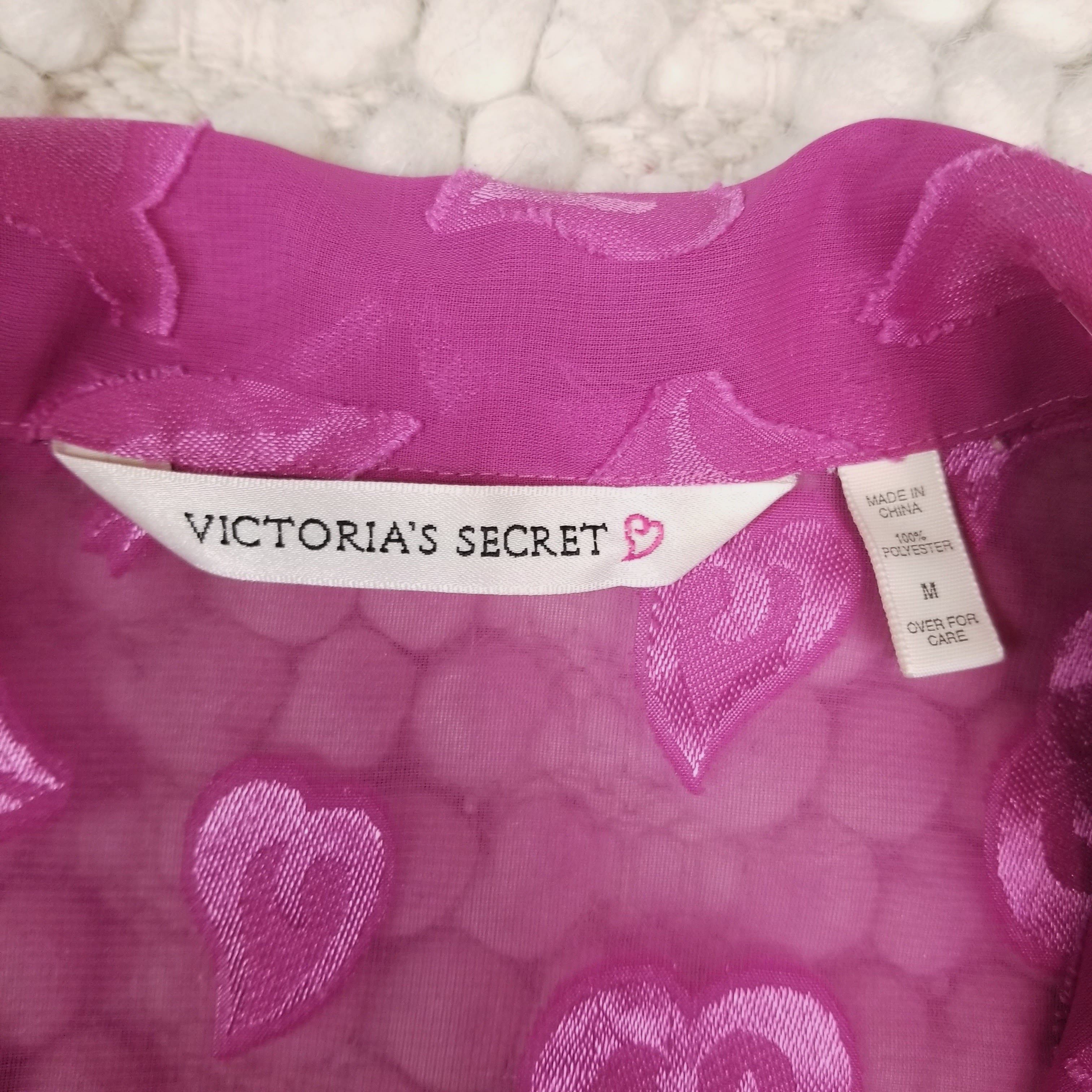 Victoria's Secret Vintage Heart Textured Pajama Set Sz Medium Size ONE SIZE - 7 Thumbnail