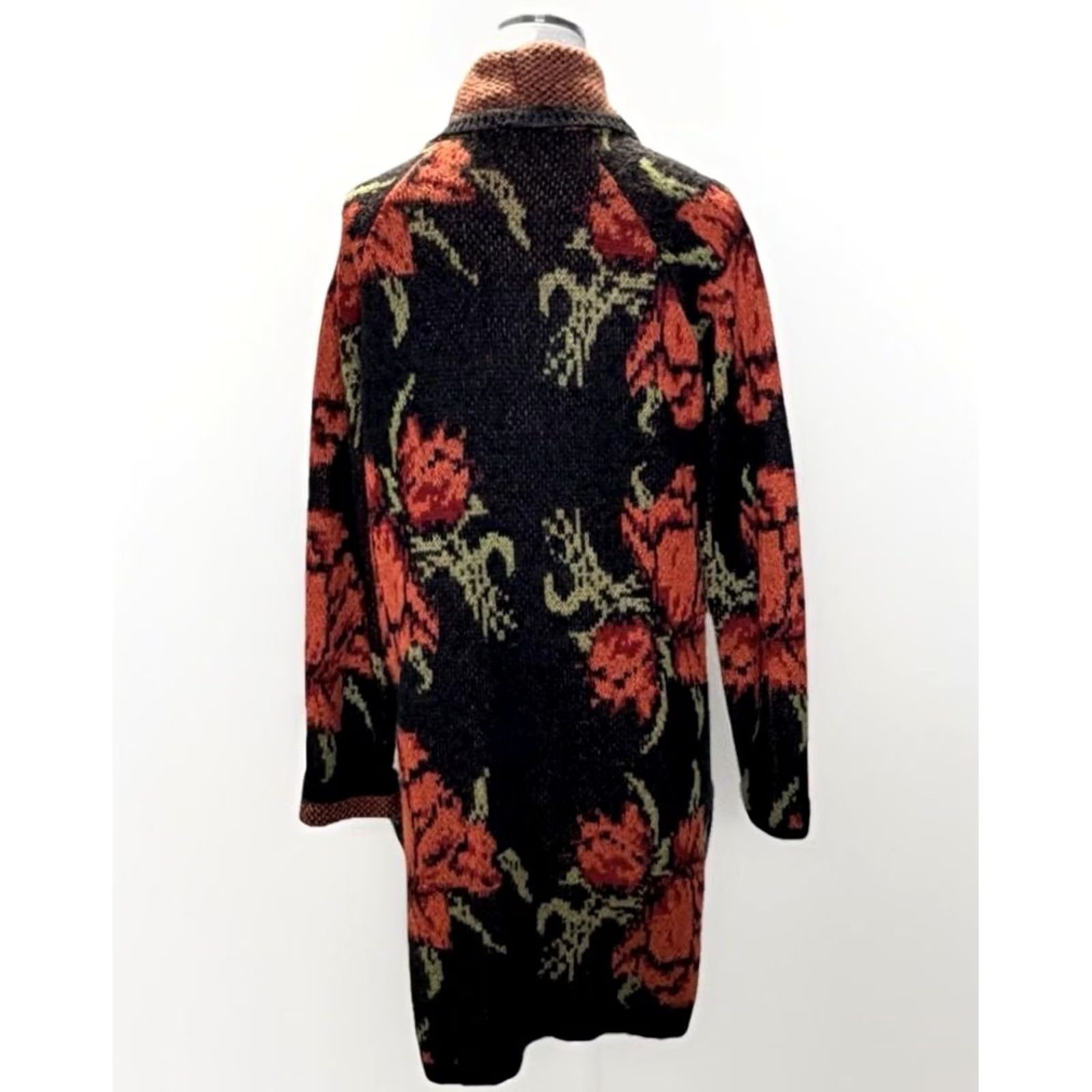 Free People Free People Sweater Cardigan Womens Small Black Floral Long Open-Front Alpaca Blend Boho Size S / US 4 / IT 40 - 7 Thumbnail