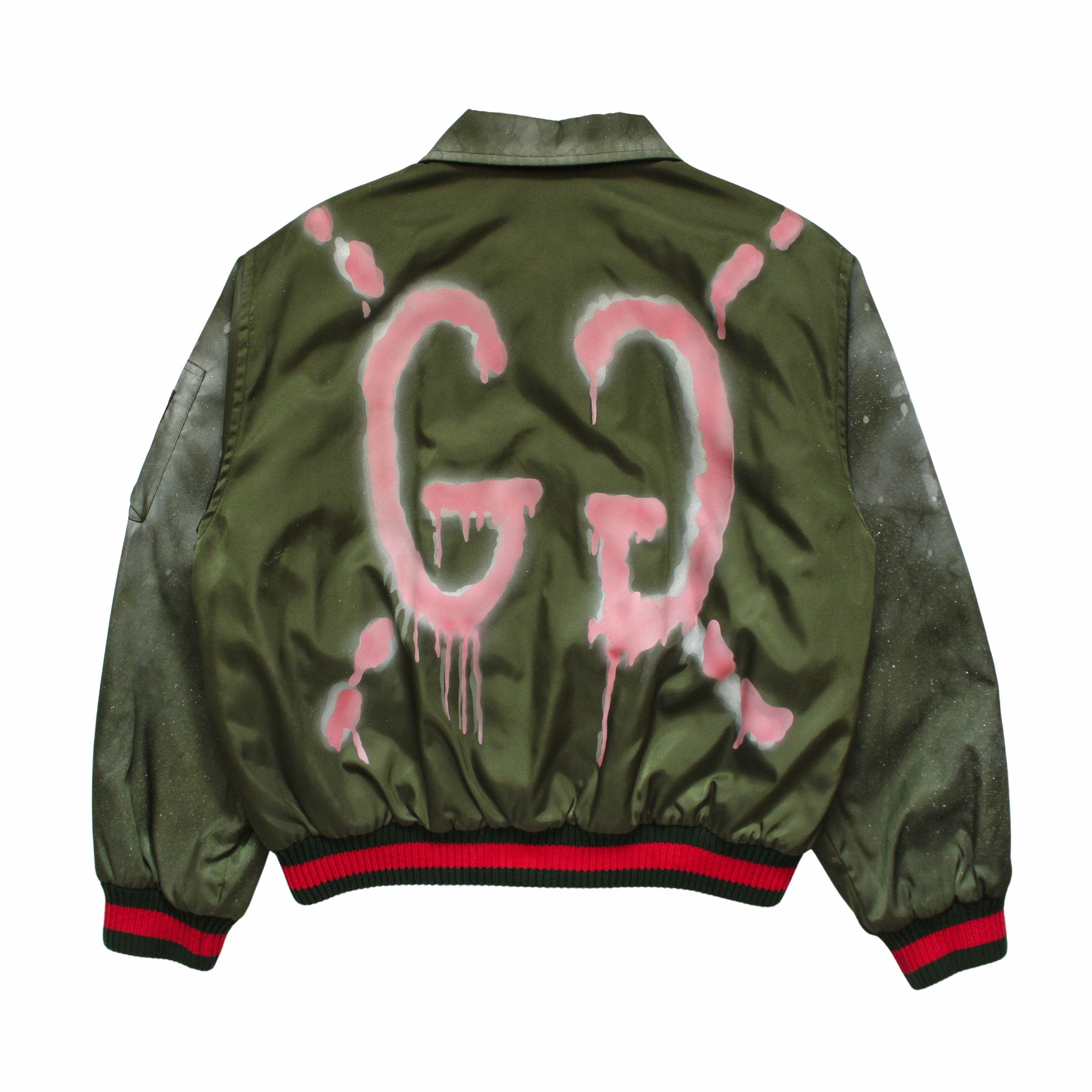 Gucci Ghost GG Hand Painted Bomber Jacket