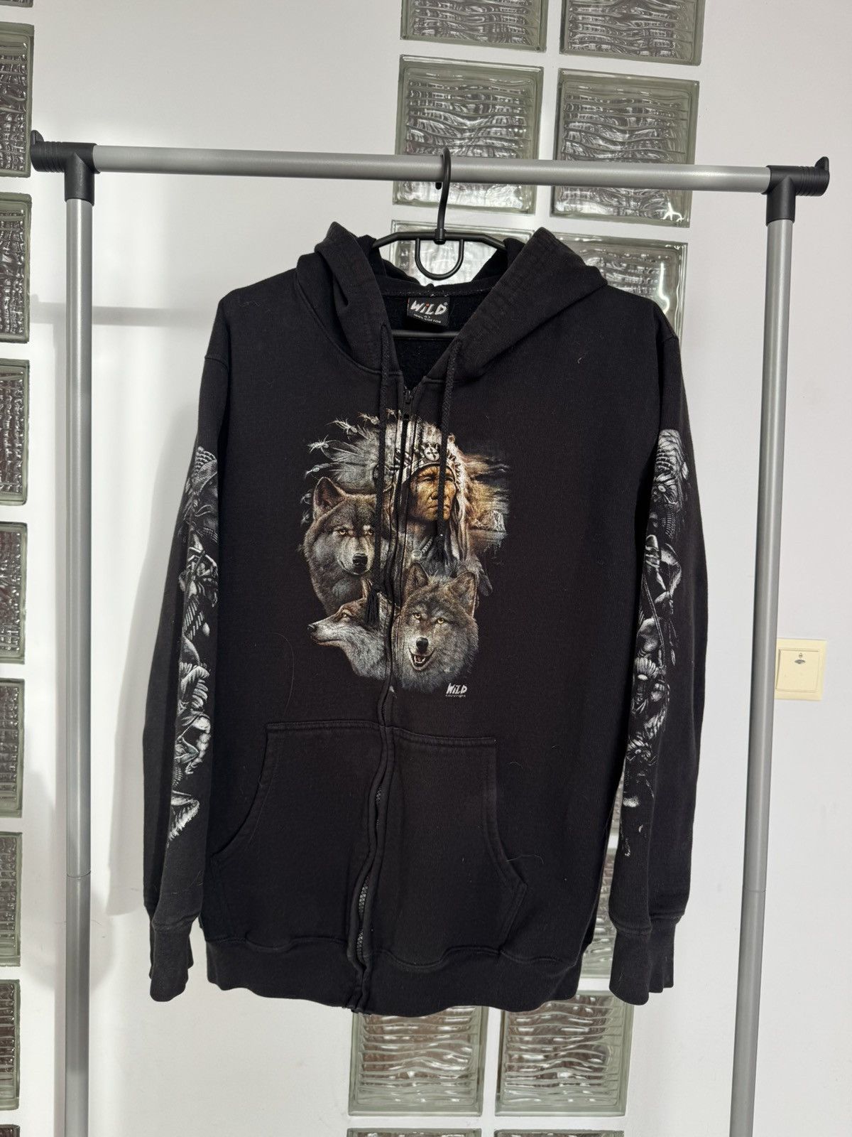 If Six Was Nine × Vintage Wild Vintage Indian Wolf Double Side Print Zip Hoodie Size US M / EU 48-50 / 2 - 1 Thumbnail