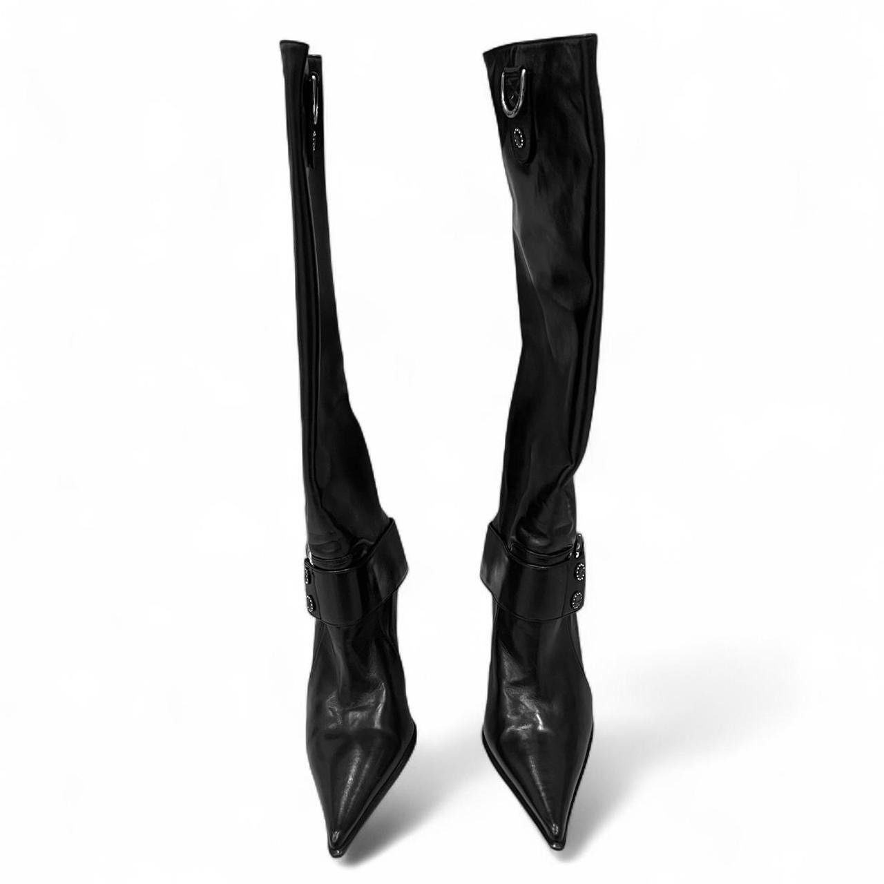Other Gianmarco Lorenzi Black Leather Stiletto Heel Boots 38 71723 Size US 8 / IT 38 - 3 Thumbnail