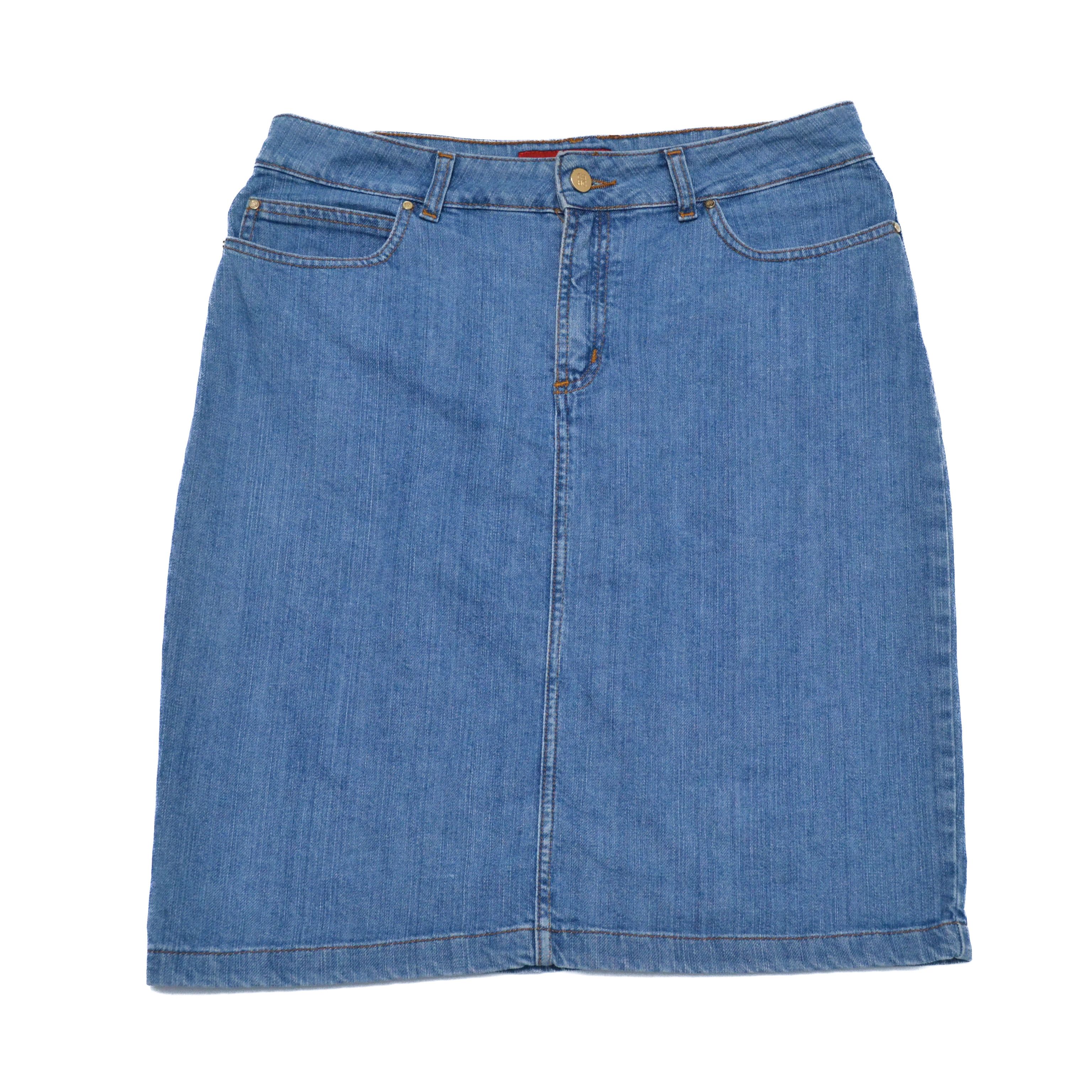 Carolina Herrera Vintage Carolina Herrera CH Anchor Blue Jeans Denim Skirt Size 30" / US 8 / IT 44 - 2 Thumbnail