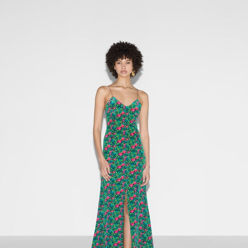 Gucci oc11z1125 Floral Print Silk Evening Dress in Multicolor | Grailed